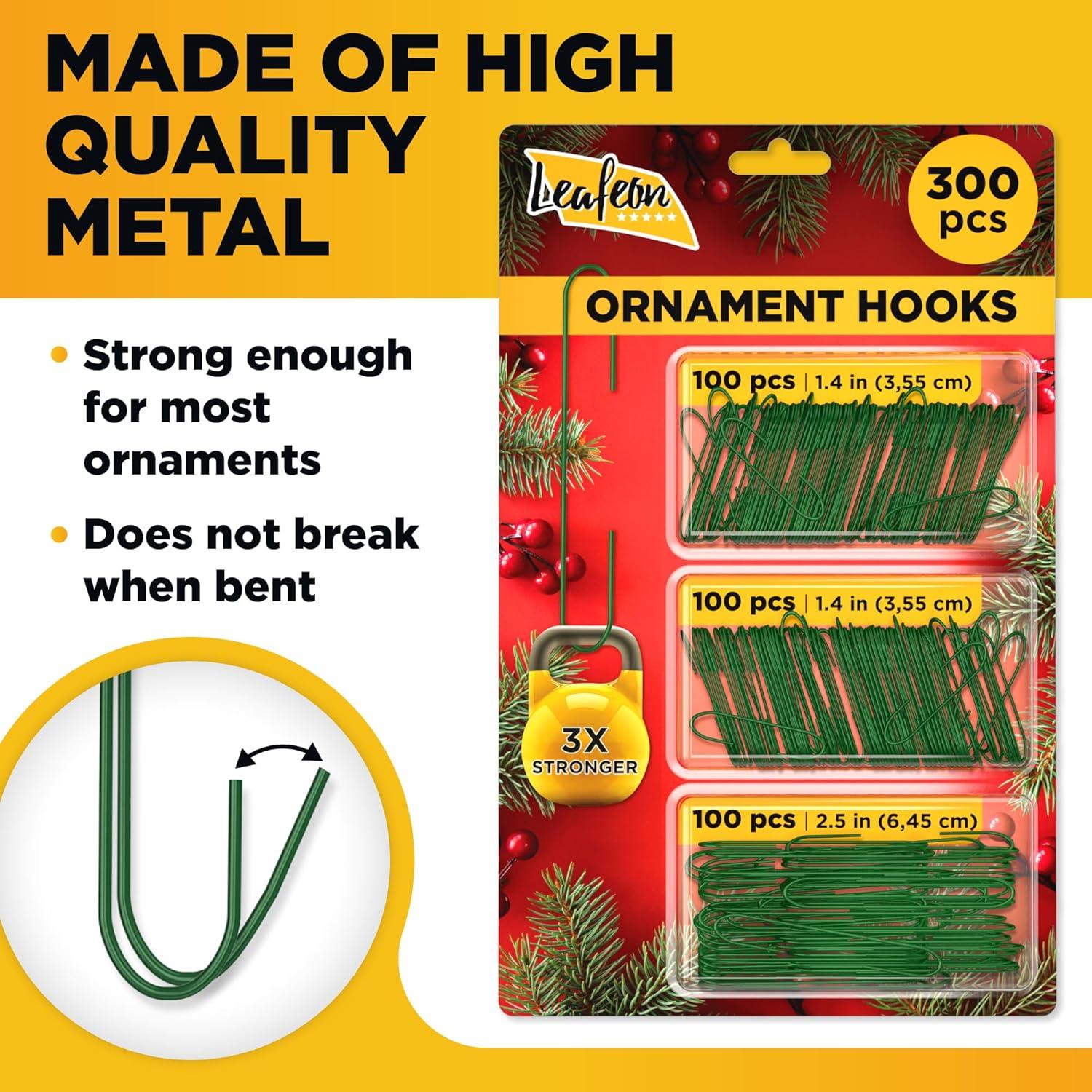 Ganchos para Adornos de Navidad Leafeon 300 Pcs Verde