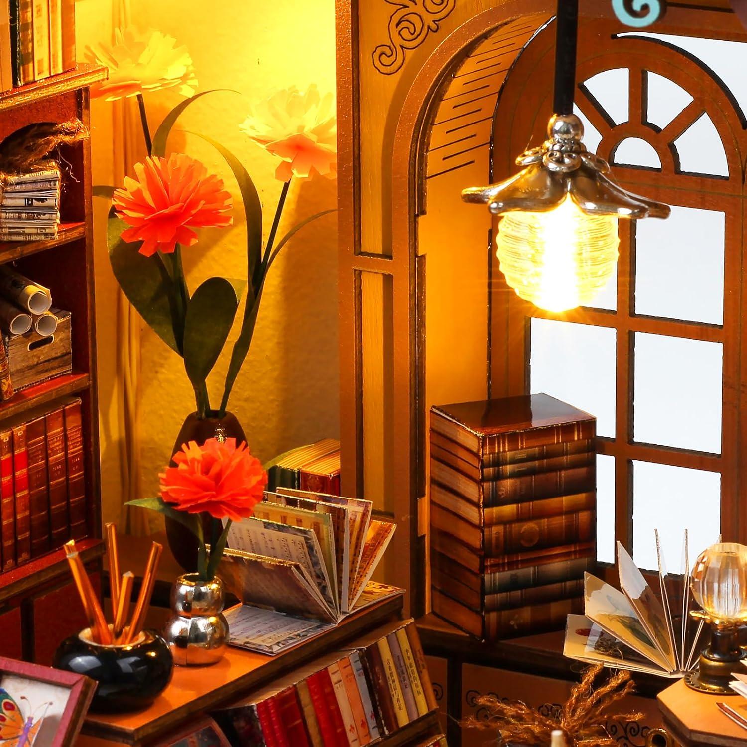 Kit Casa Miniatura Quanquer Rincón de Libros con Luz LED