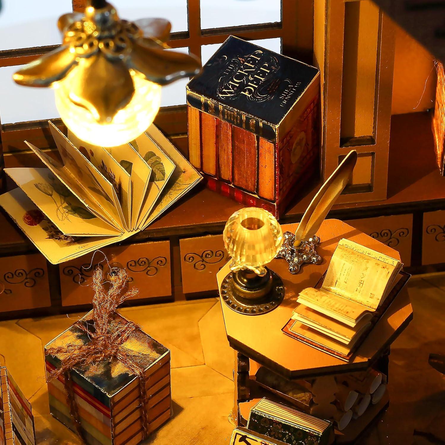 Kit Casa Miniatura Quanquer Rincón de Libros con Luz LED