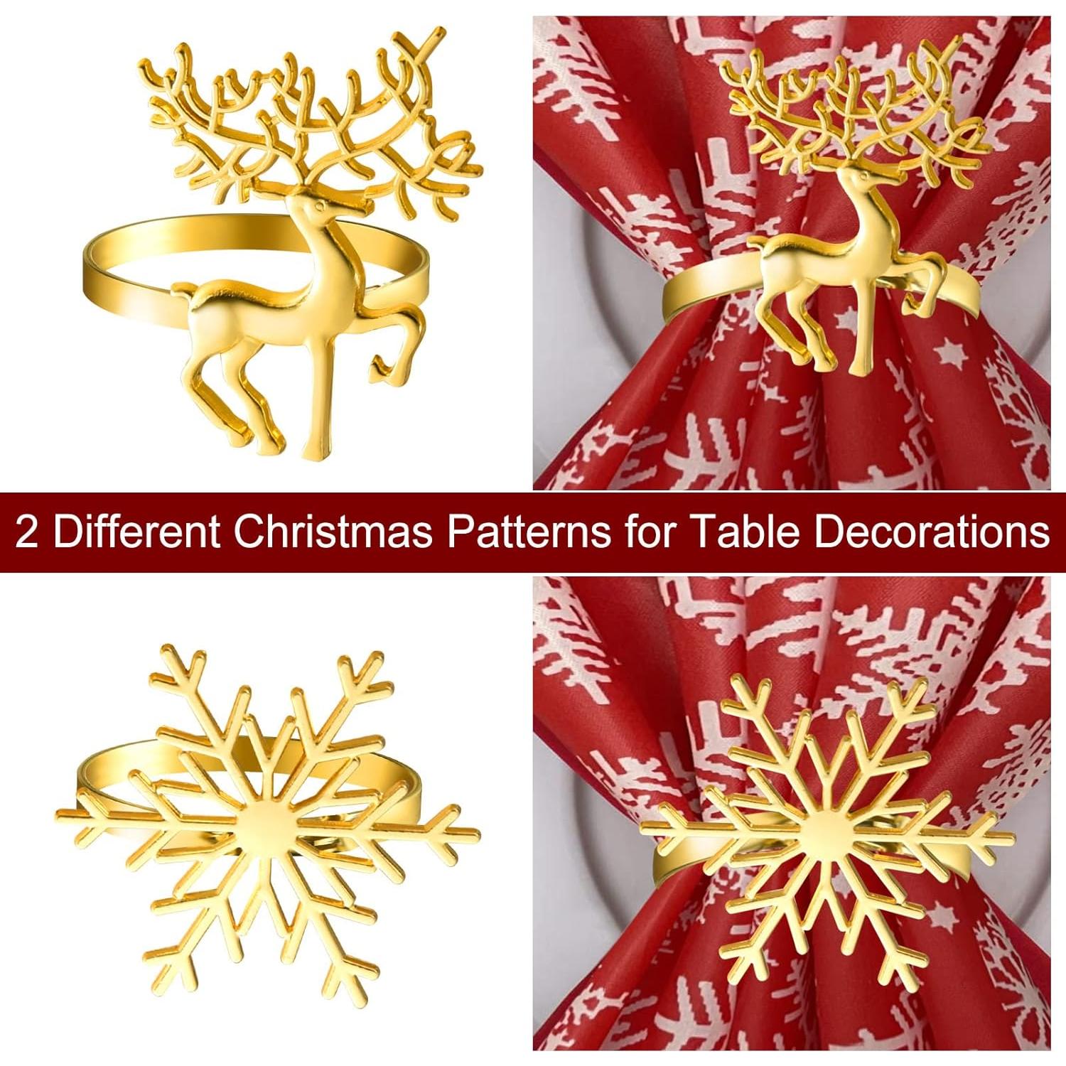 Anillos de Servilletas de Navidad ELECLAND 12 Pcs Oro