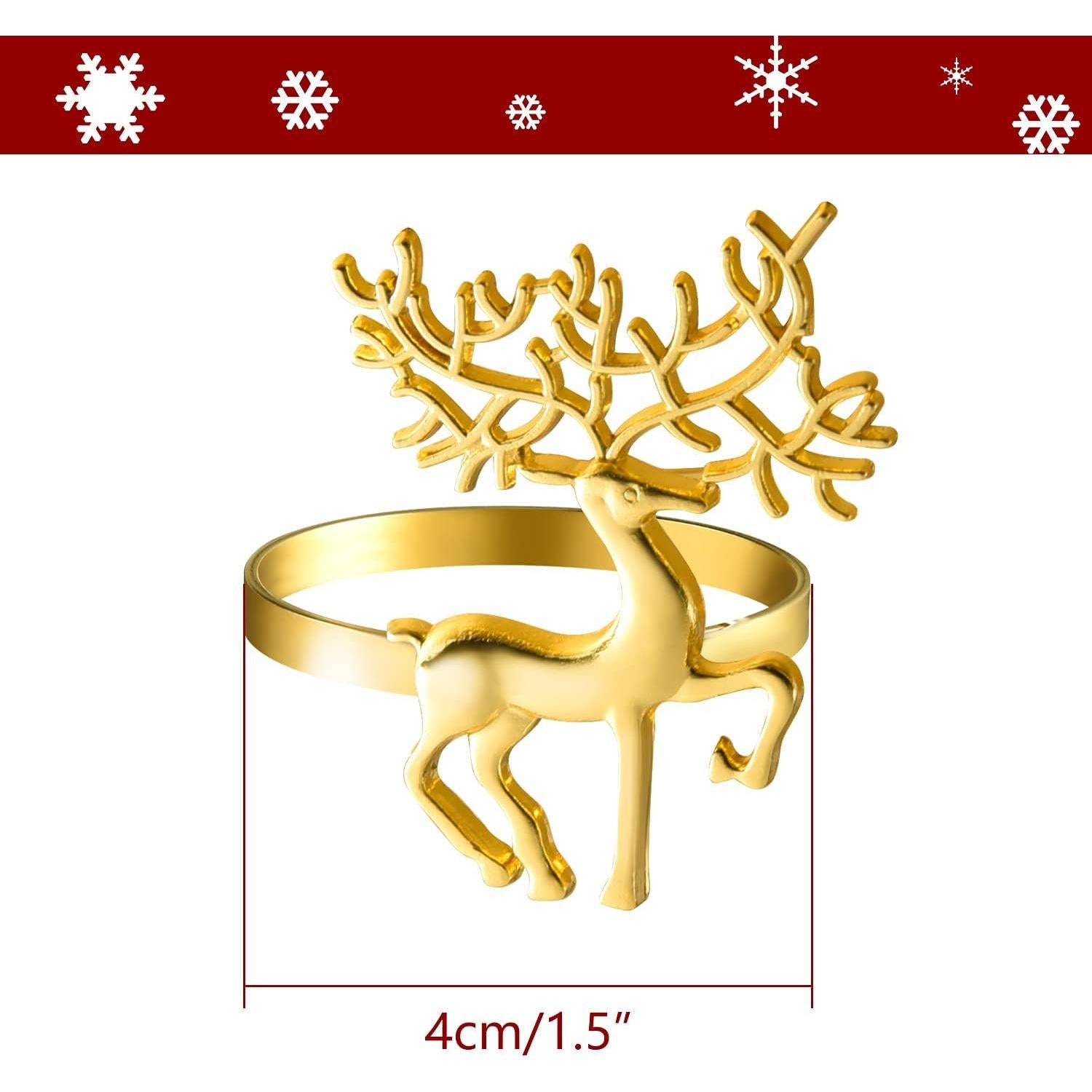 Anillos de Servilletas de Navidad ELECLAND 12 Pcs Oro