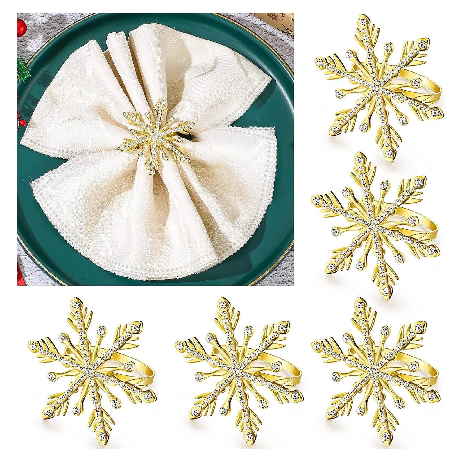 6 Anillos de Servilleta Copo de Nieve Patelai - Oro