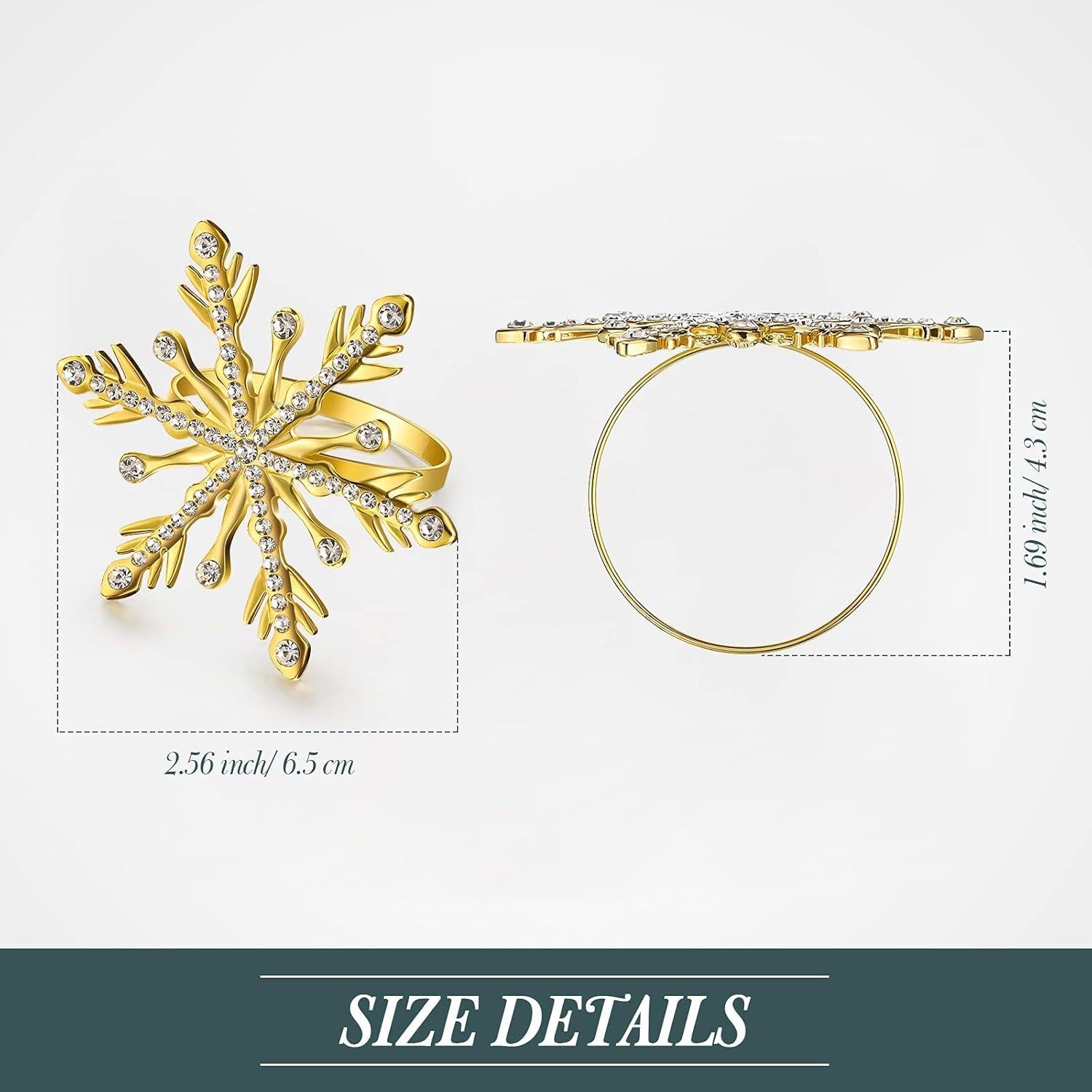 6 Anillos de Servilleta Copo de Nieve Patelai - Oro