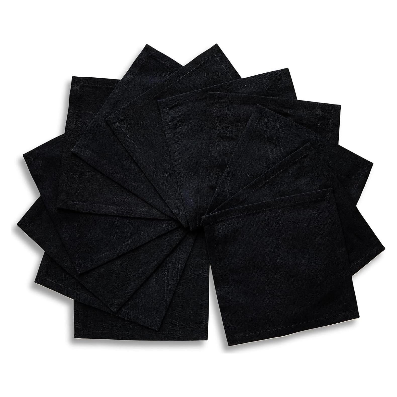Servilletas de Cóctel Negras Solino Home Set de 12 15x15 cm