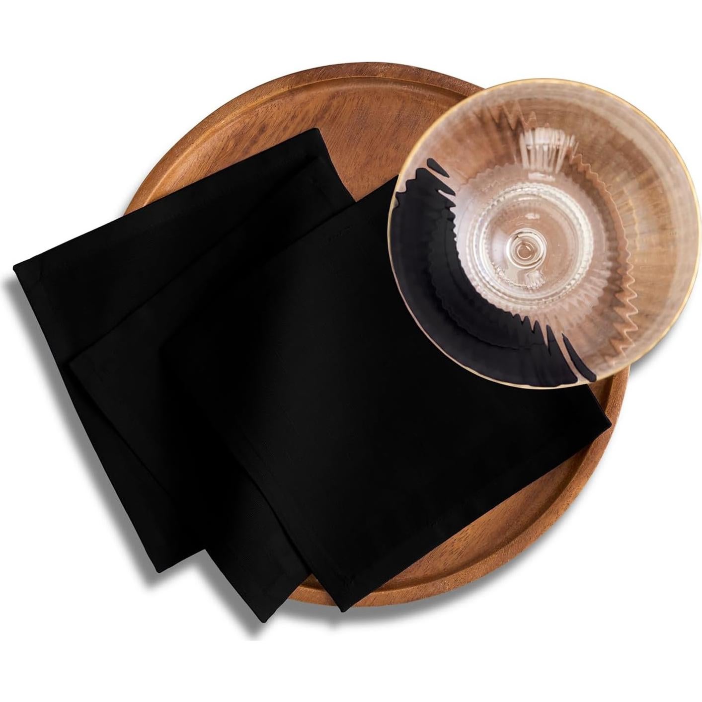 Servilletas de Cóctel Negras Solino Home Set de 12 15x15 cm