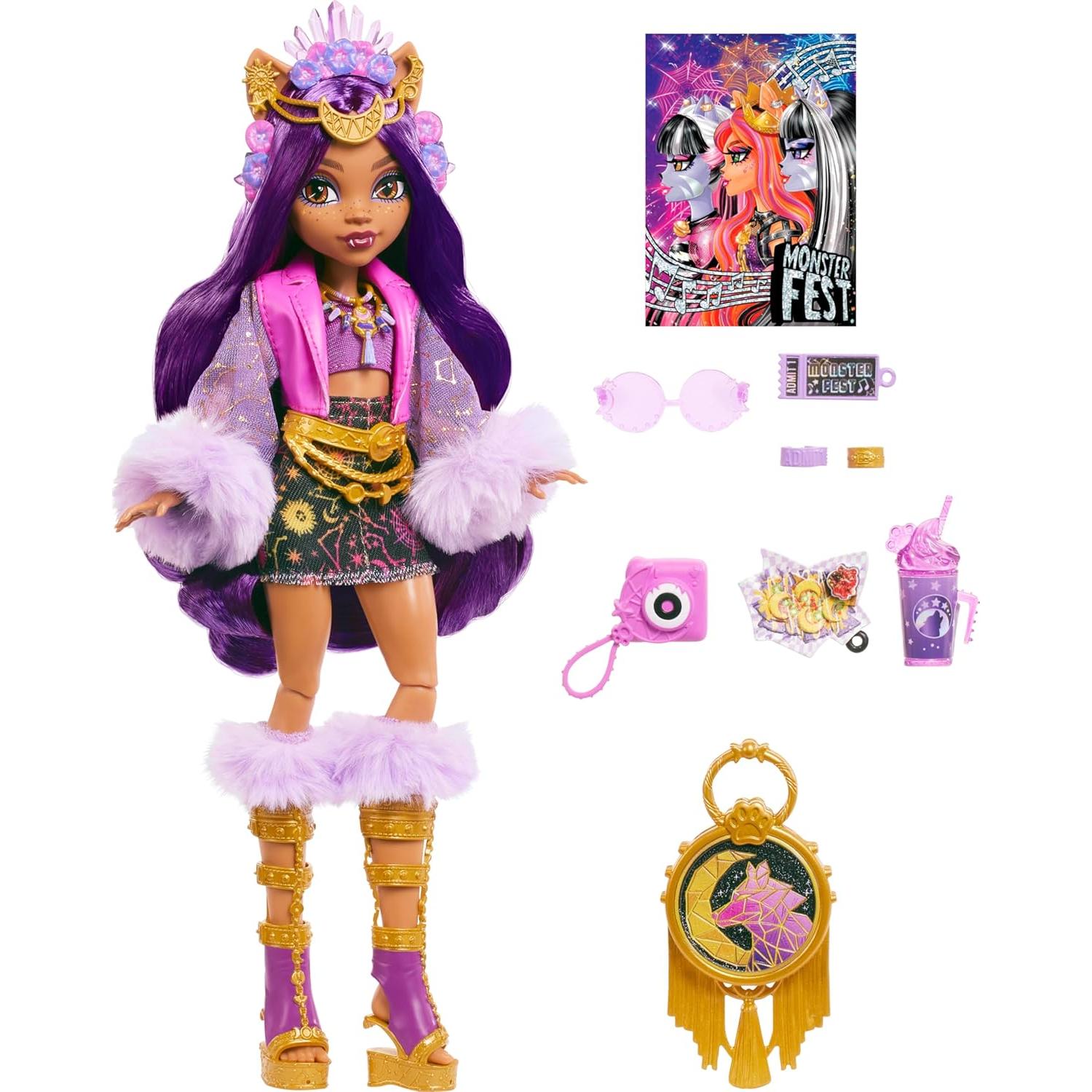 Muñeca Clawdeen Wolf Monster High Monster Fest con accesorios