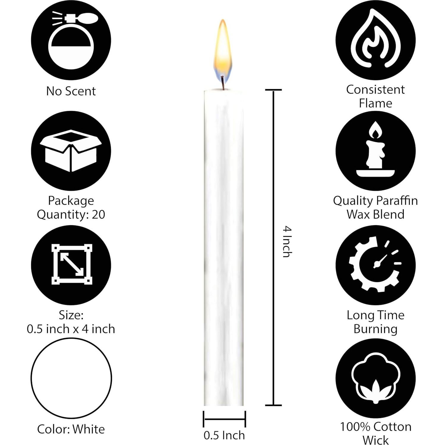 Velas de Hechizo Dinil - 40 Velas Blancas Mini Taper 10 cm