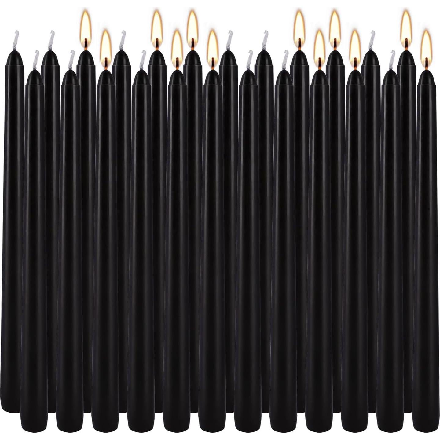 Velas Taper Negras Wfmolcand 10 Pulgadas Paquete de 24 Sin Goteos