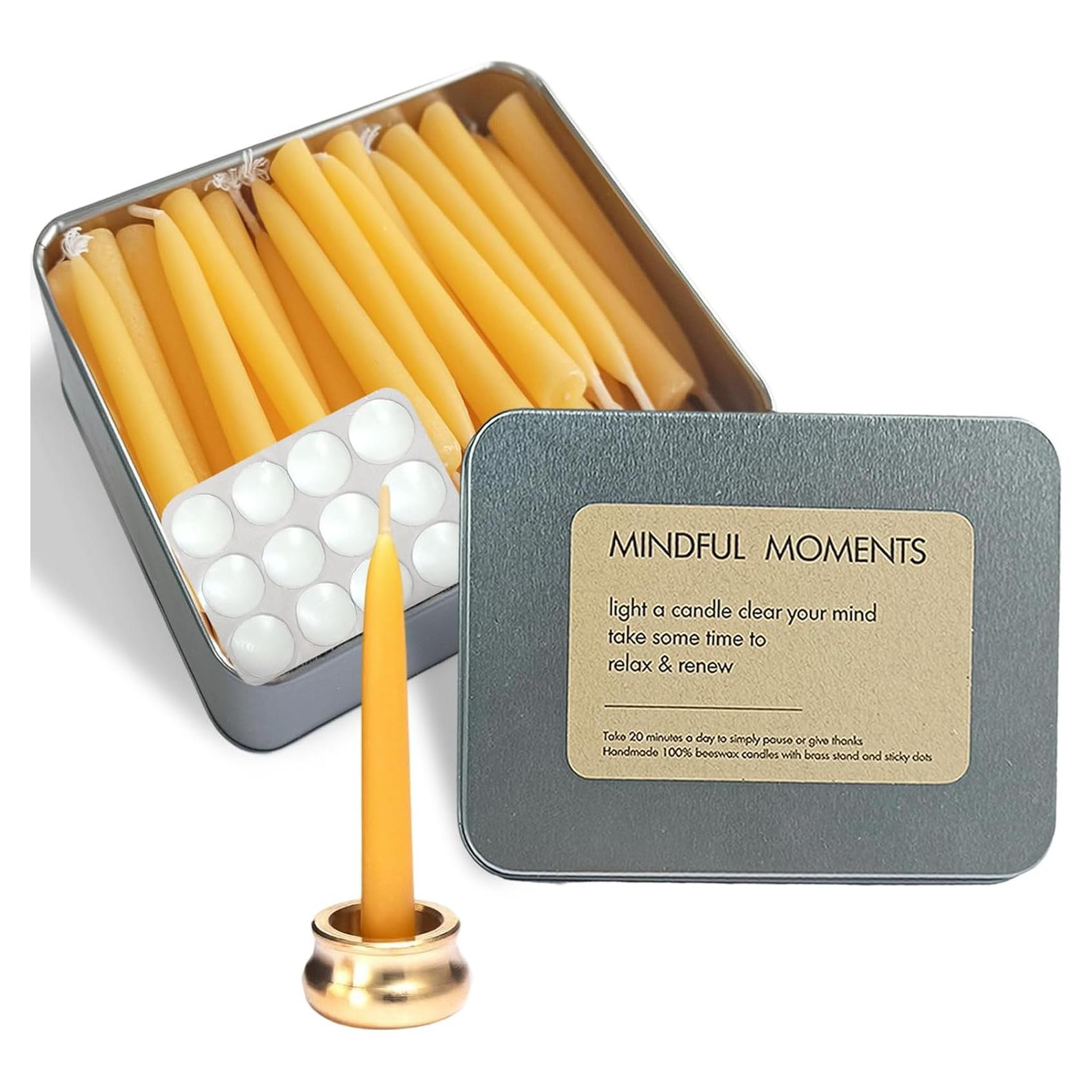 Juego de 30 Velas de Cera de Abeja para Meditación y Yoga