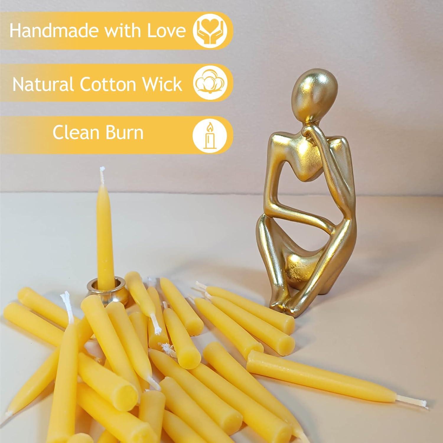 Juego de 30 Velas de Cera de Abeja para Meditación y Yoga