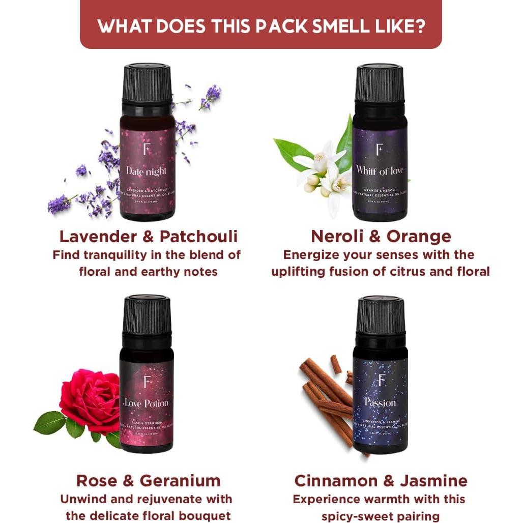 Set de 4 Aceites Esenciales Folkulture 10ml - Lavanda, Jazmín