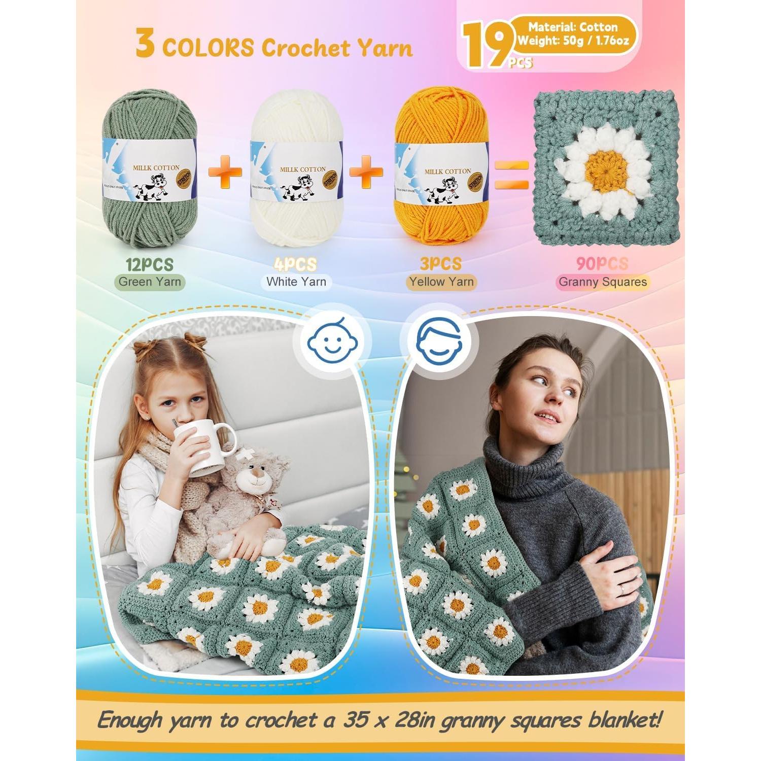 Kit de Crochet Coopay para Manta Cuadrados de Abuela