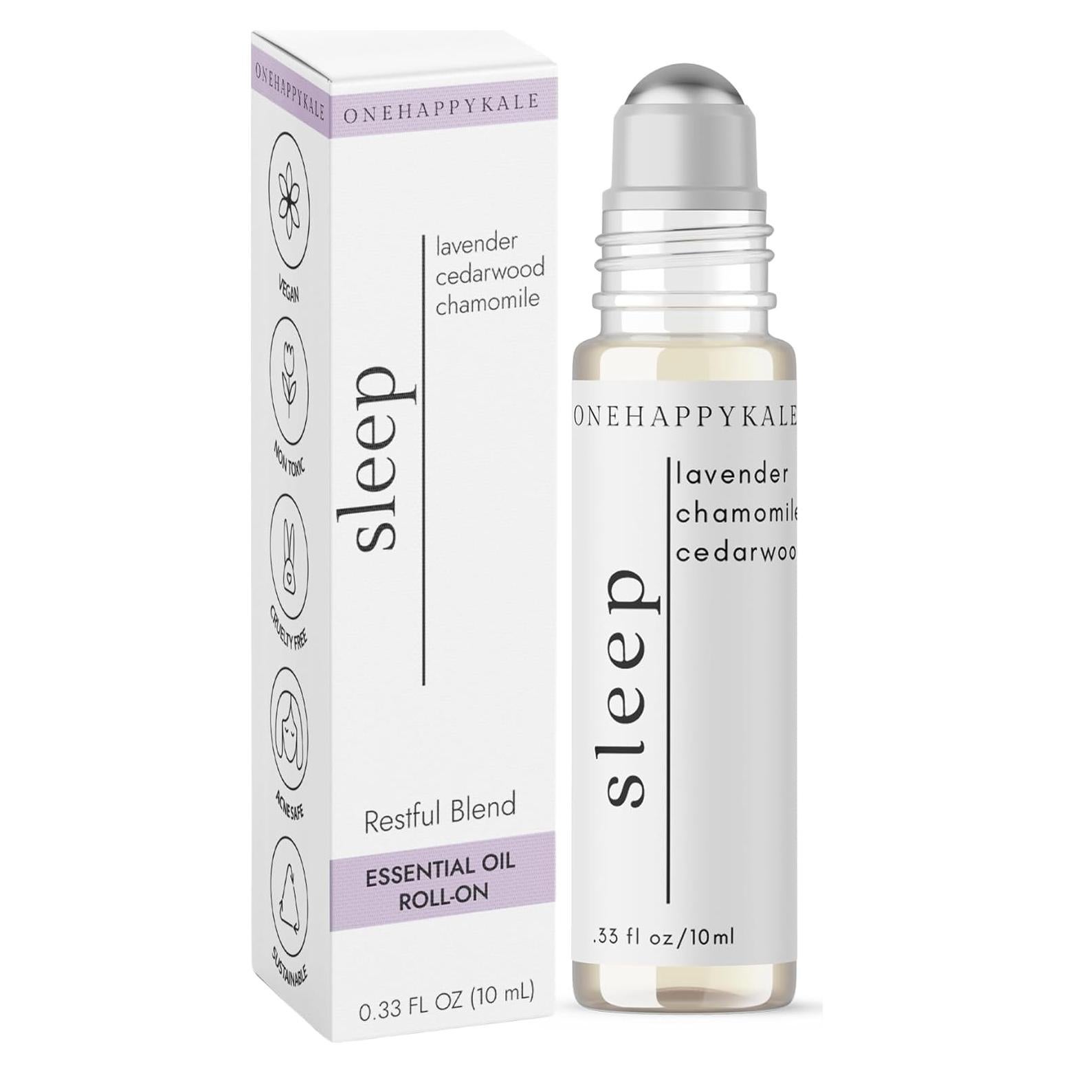 Aceite Esencial Roll-On 10ml Onehappykale - Lavanda, Cedro y Manzanilla para Sueño y Estrés