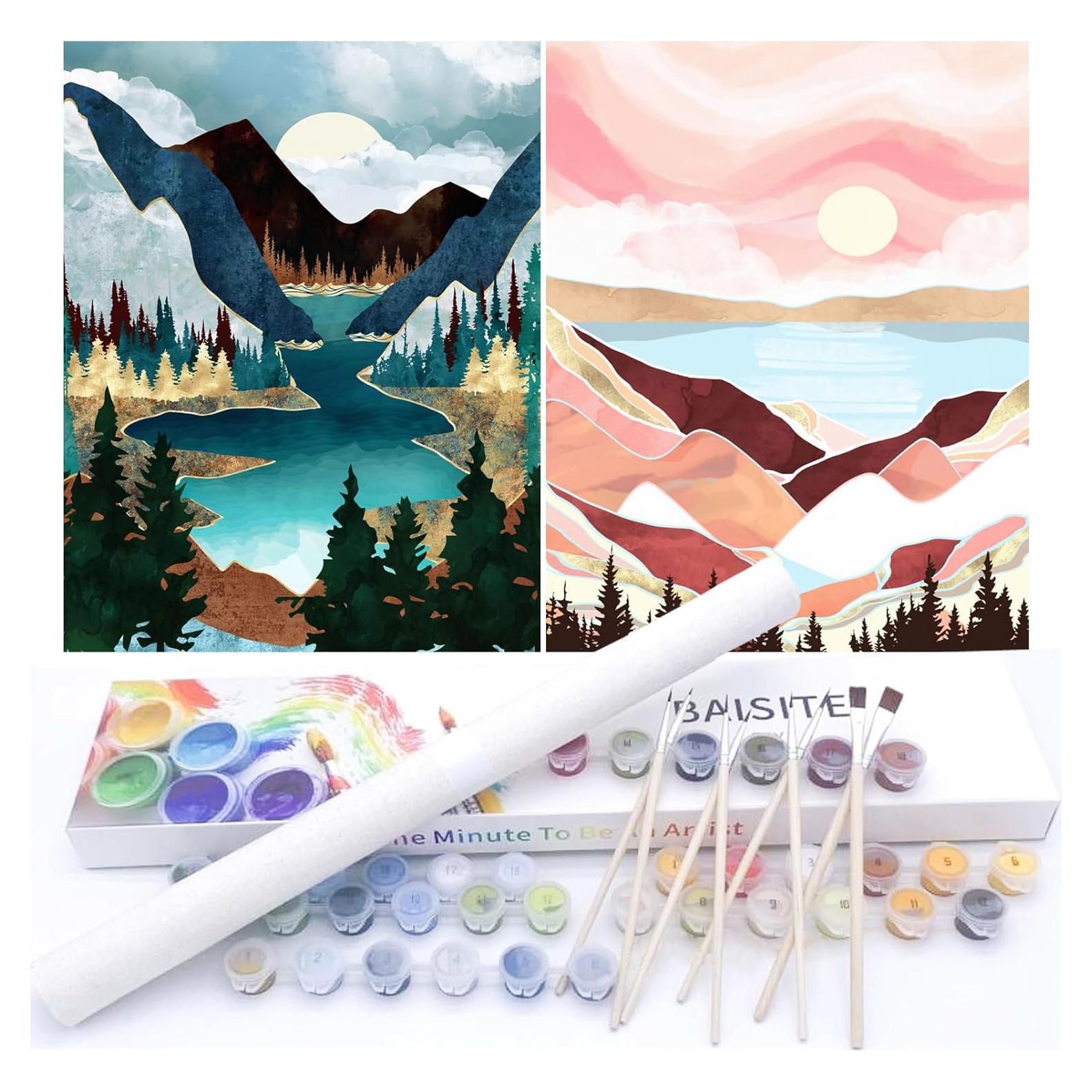 Kit de Pintura por Números BAISITE 2 Lienzos 40.64x30.48 cm