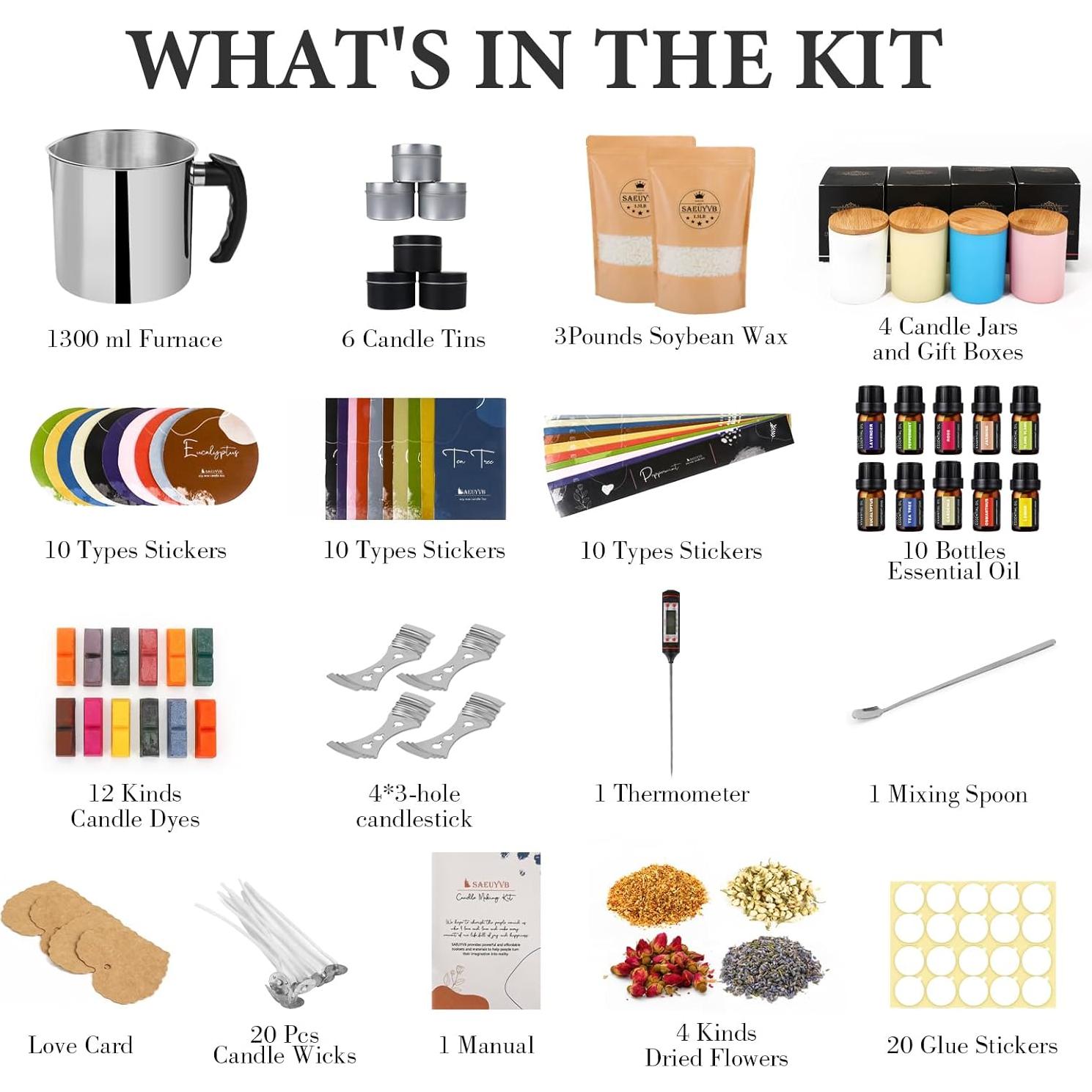Kit de Fabricación de Velas SAEUYVB - Cera de Soja y Aromas