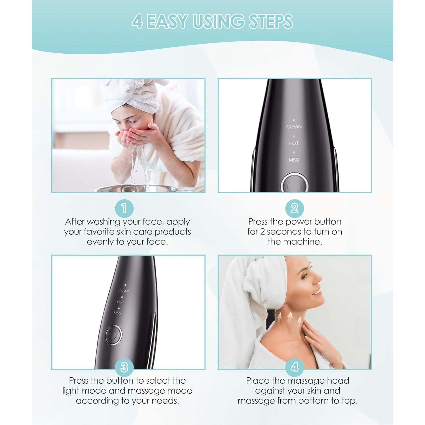 Masajeador Facial y de Cuello Aozemei AM-8003 Negro