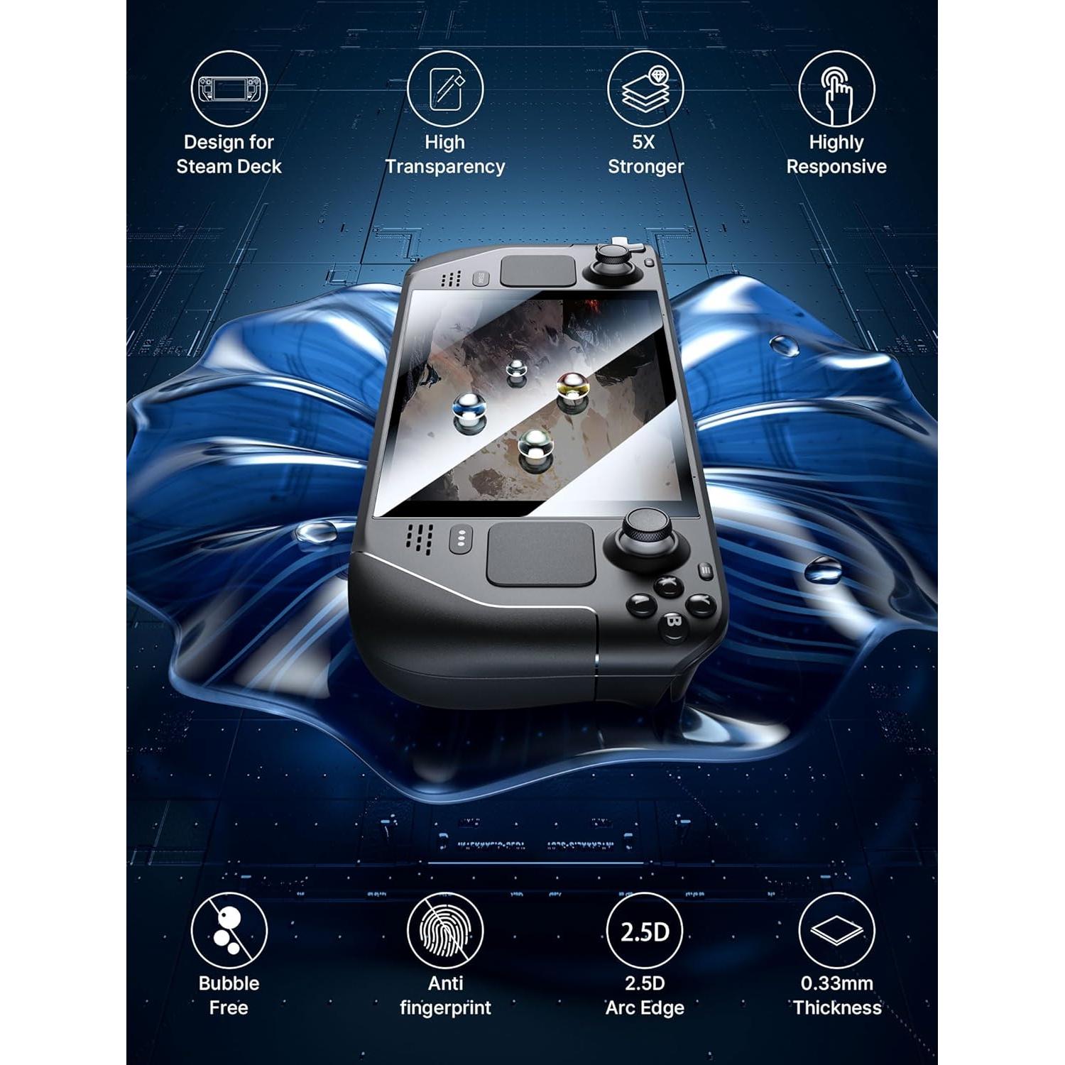 Protector de Pantalla JSAUX para Steam Deck 7" Vidrio Templado