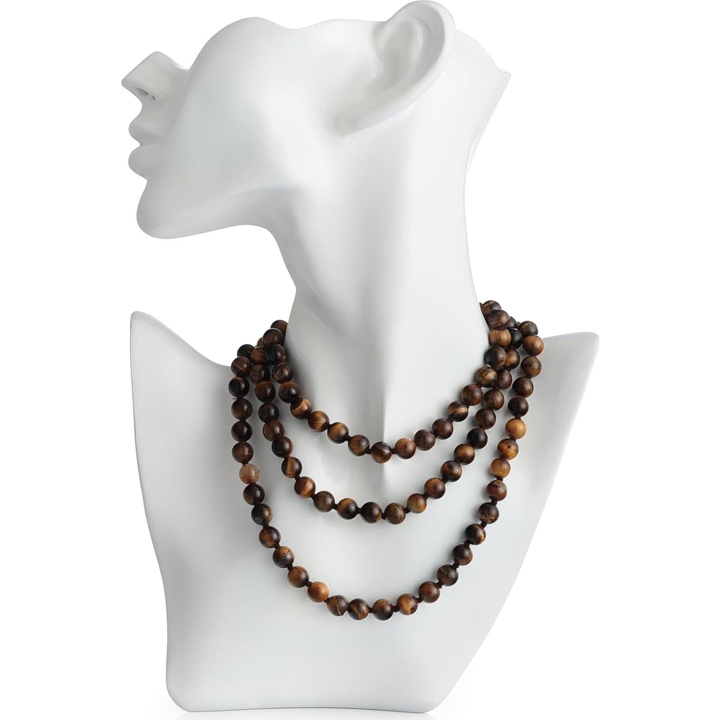 Collar Japa Mala Ojo de Tigre Amarillo RIYAURA 108 Cuentas