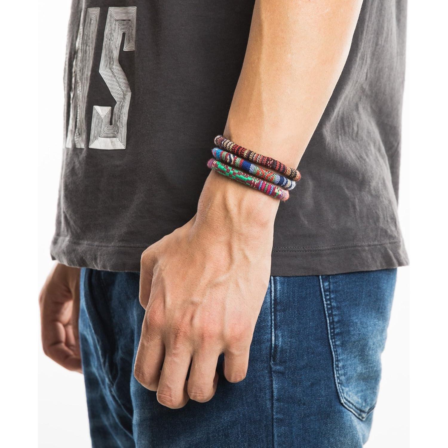 Pulseras Envueltas HZMAN - Mezcla 6 Cuerdas de Cáñamo Ajustables