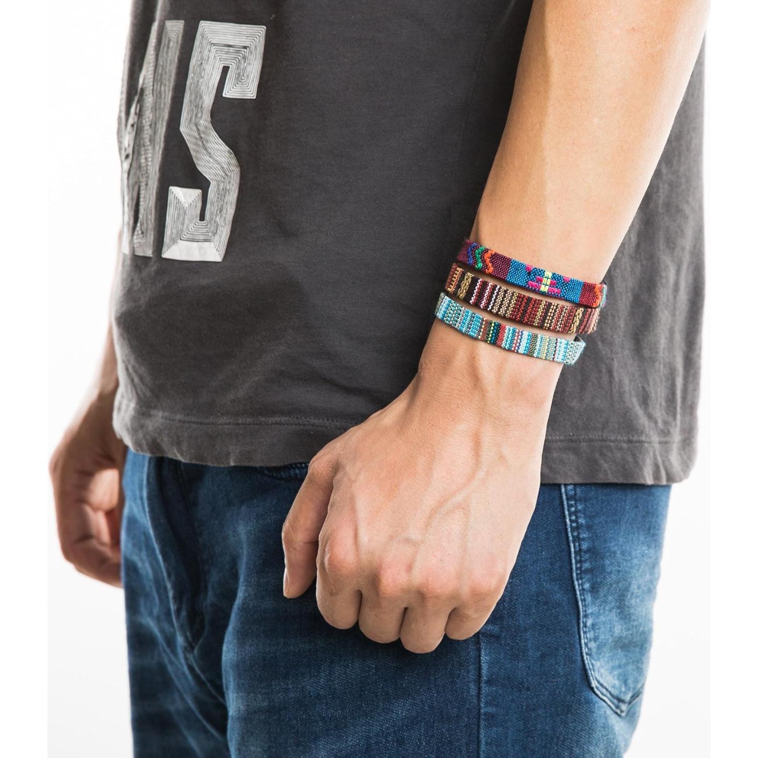 Pulseras Envueltas HZMAN - Mezcla 6 Cuerdas de Cáñamo Ajustables