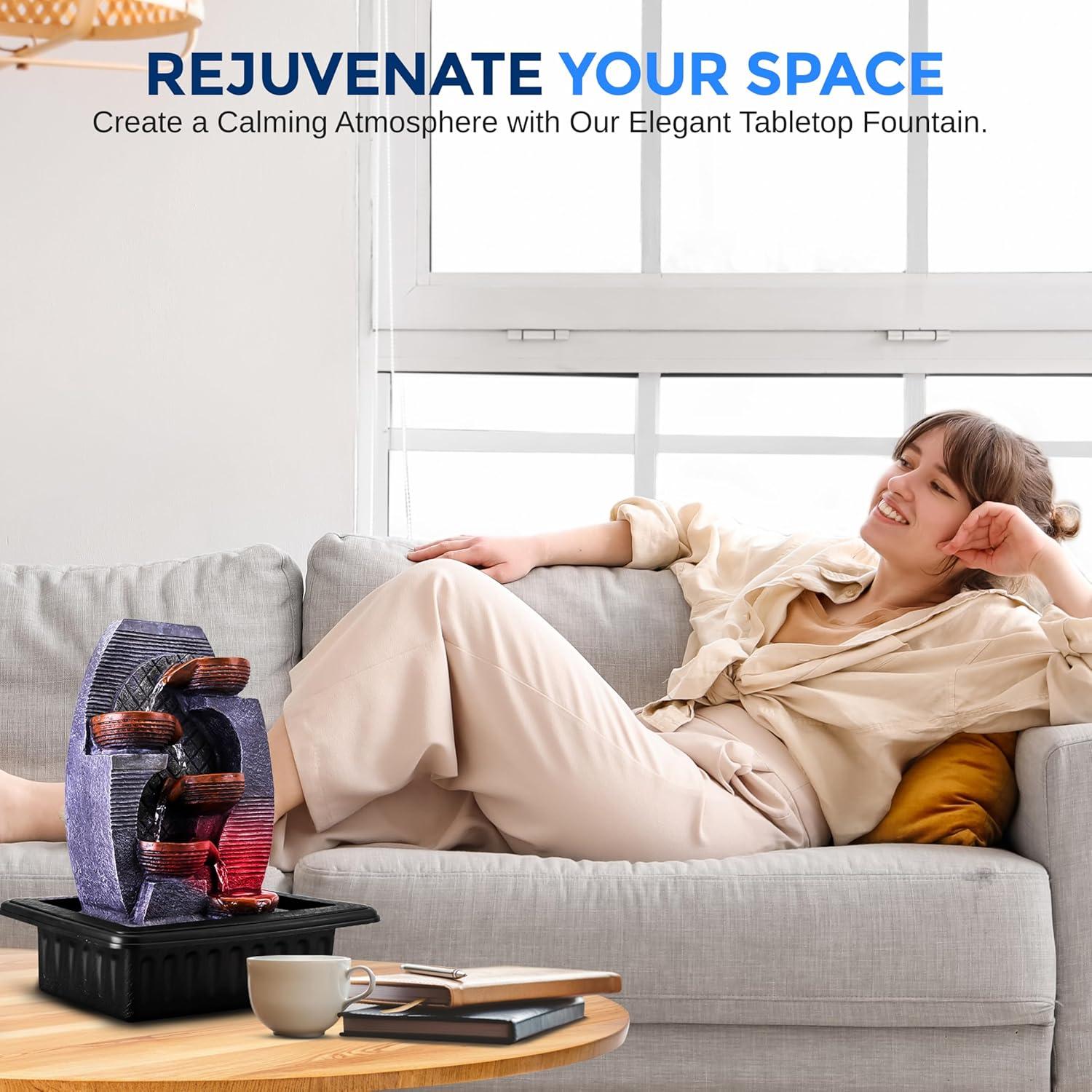 Fuente de Agua de Mesa SereneLife 39.9 cm con Bomba Automática