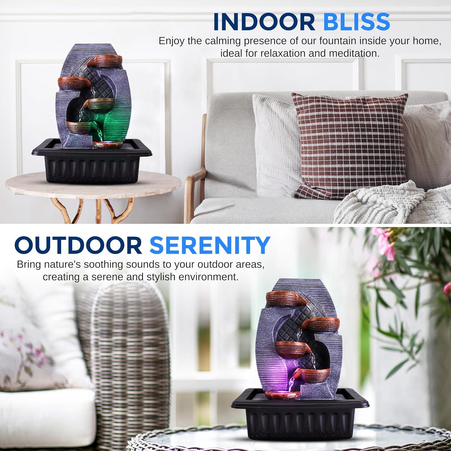 Fuente de Agua de Mesa SereneLife 39.9 cm con Bomba Automática