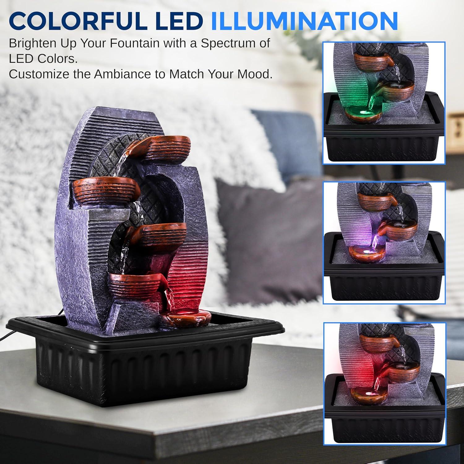 Fuente de Agua de Mesa SereneLife 39.9 cm con Bomba Automática