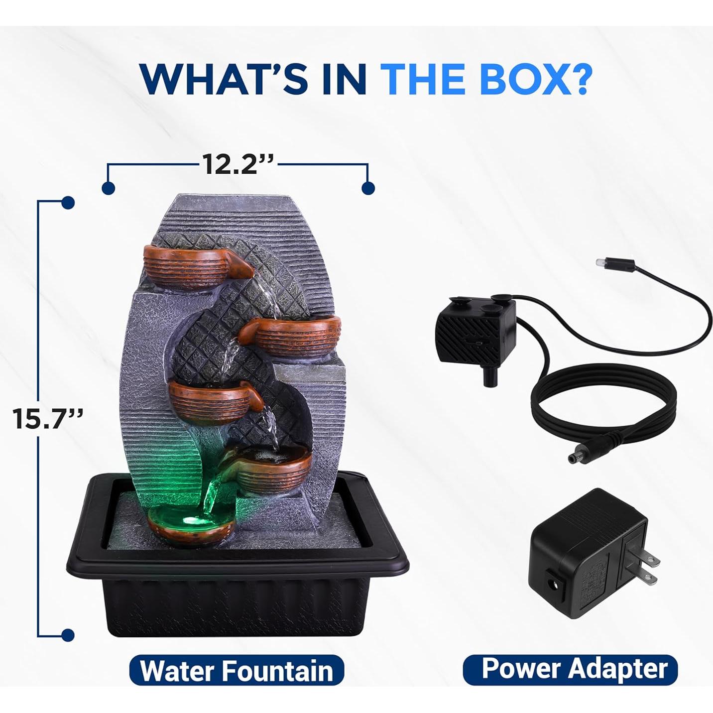 Fuente de Agua de Mesa SereneLife 39.9 cm con Bomba Automática