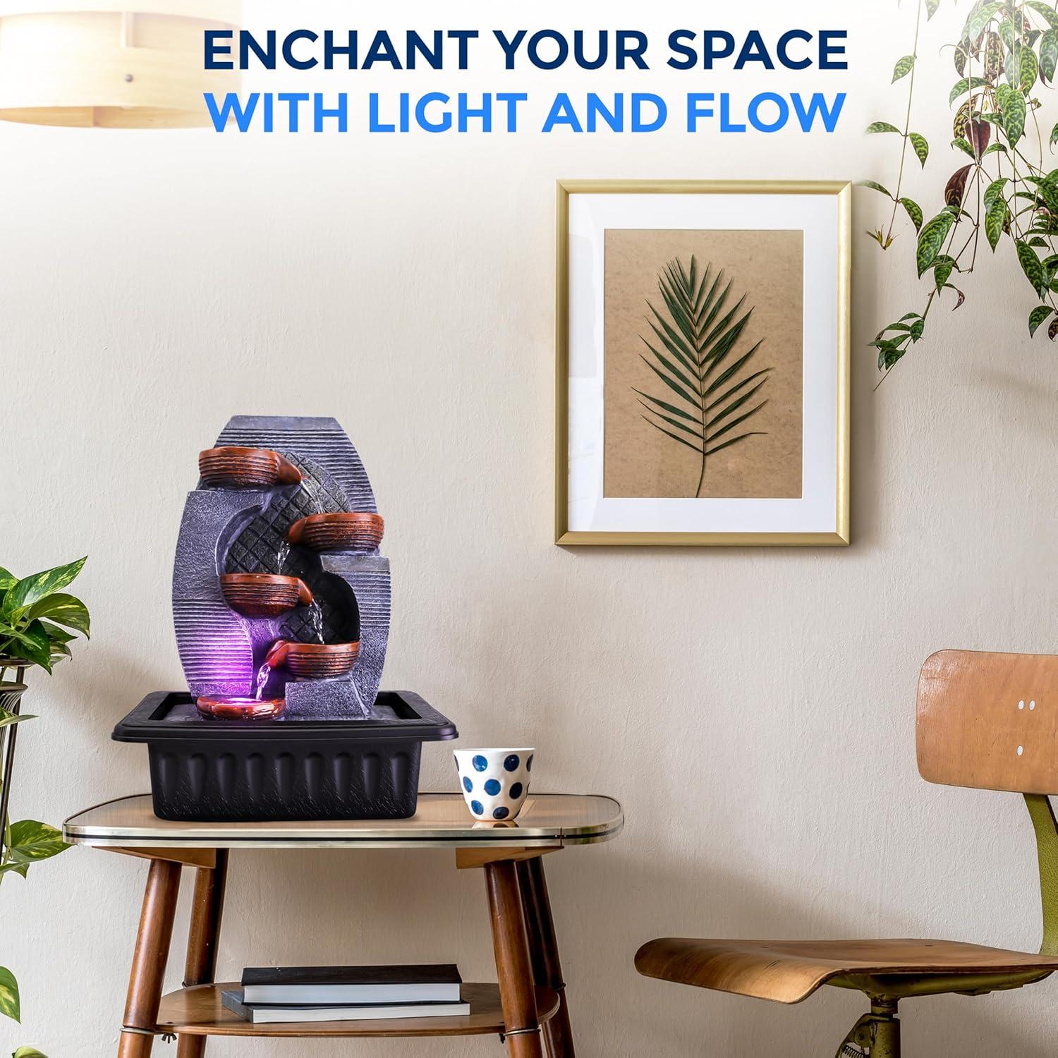 Fuente de Agua de Mesa SereneLife 39.9 cm con Bomba Automática