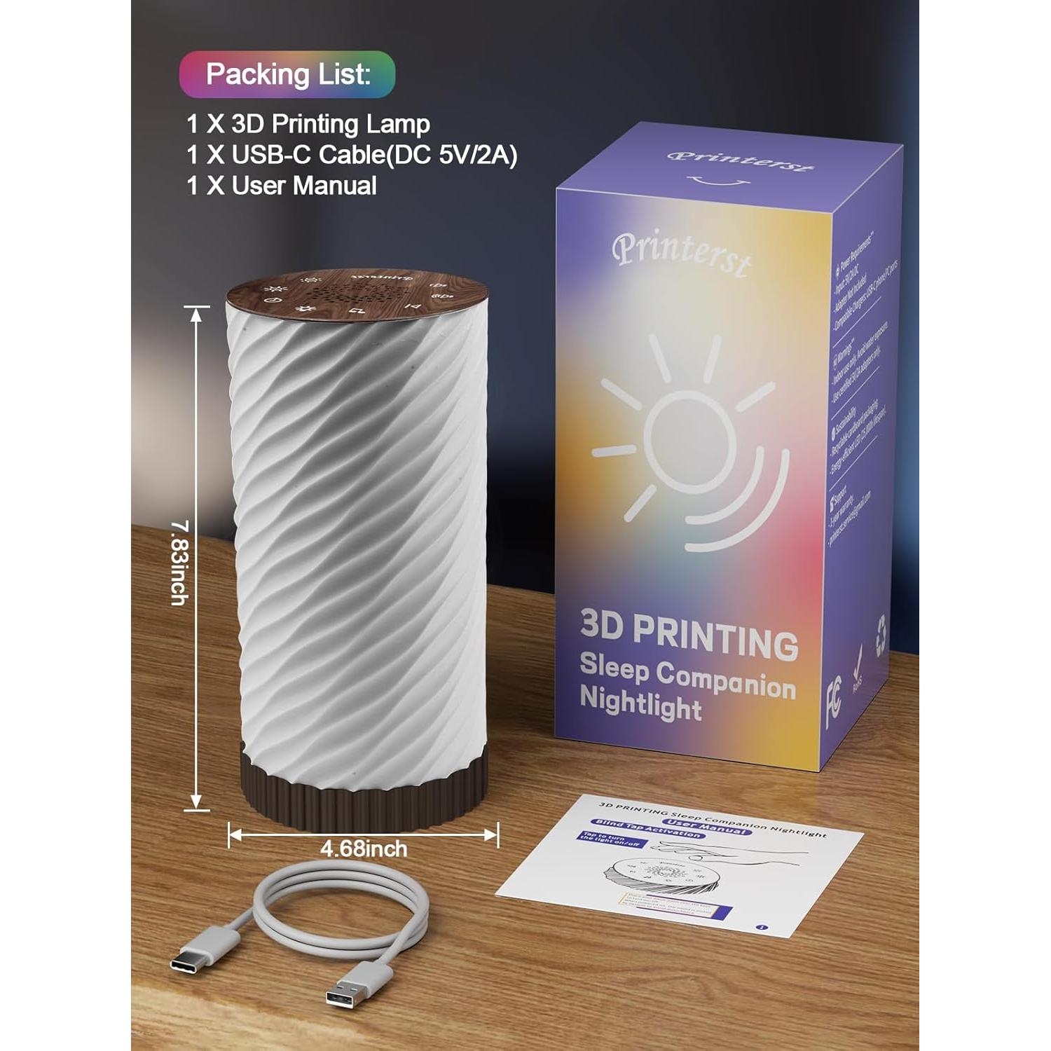 Máquina de Sonido y Luz Nocturna Printerst - 24 Sonidos Calmantes