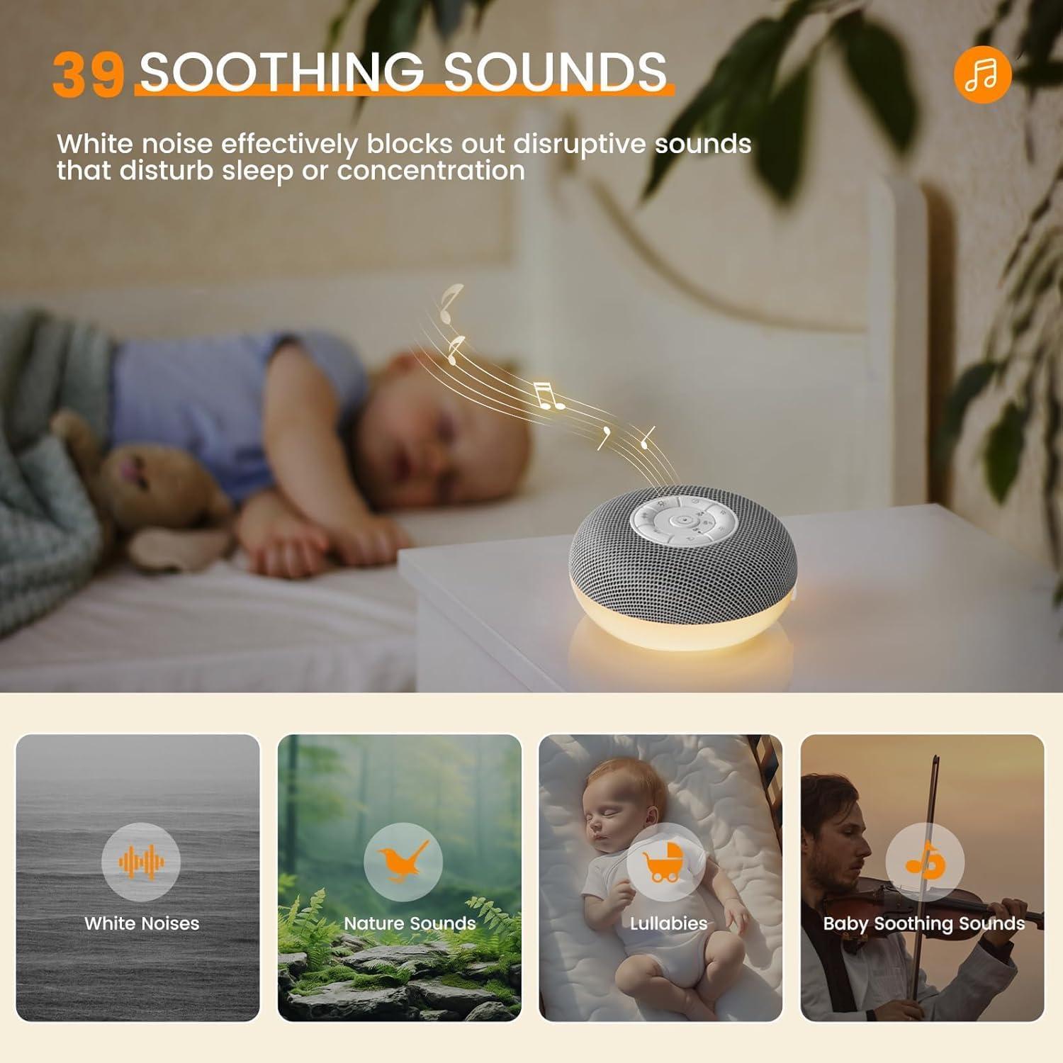 Máquina de Sonido Portátil YEVIK con Luz Nocturna 39 Sonidos
