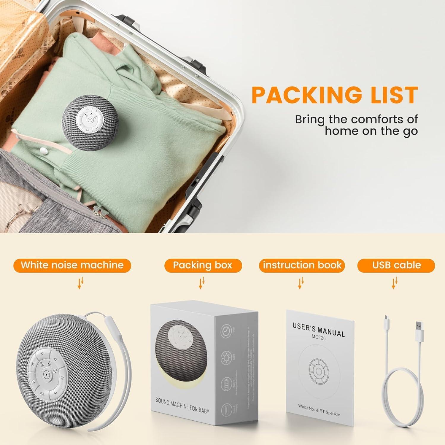 Máquina de Sonido Portátil YEVIK con Luz Nocturna 39 Sonidos