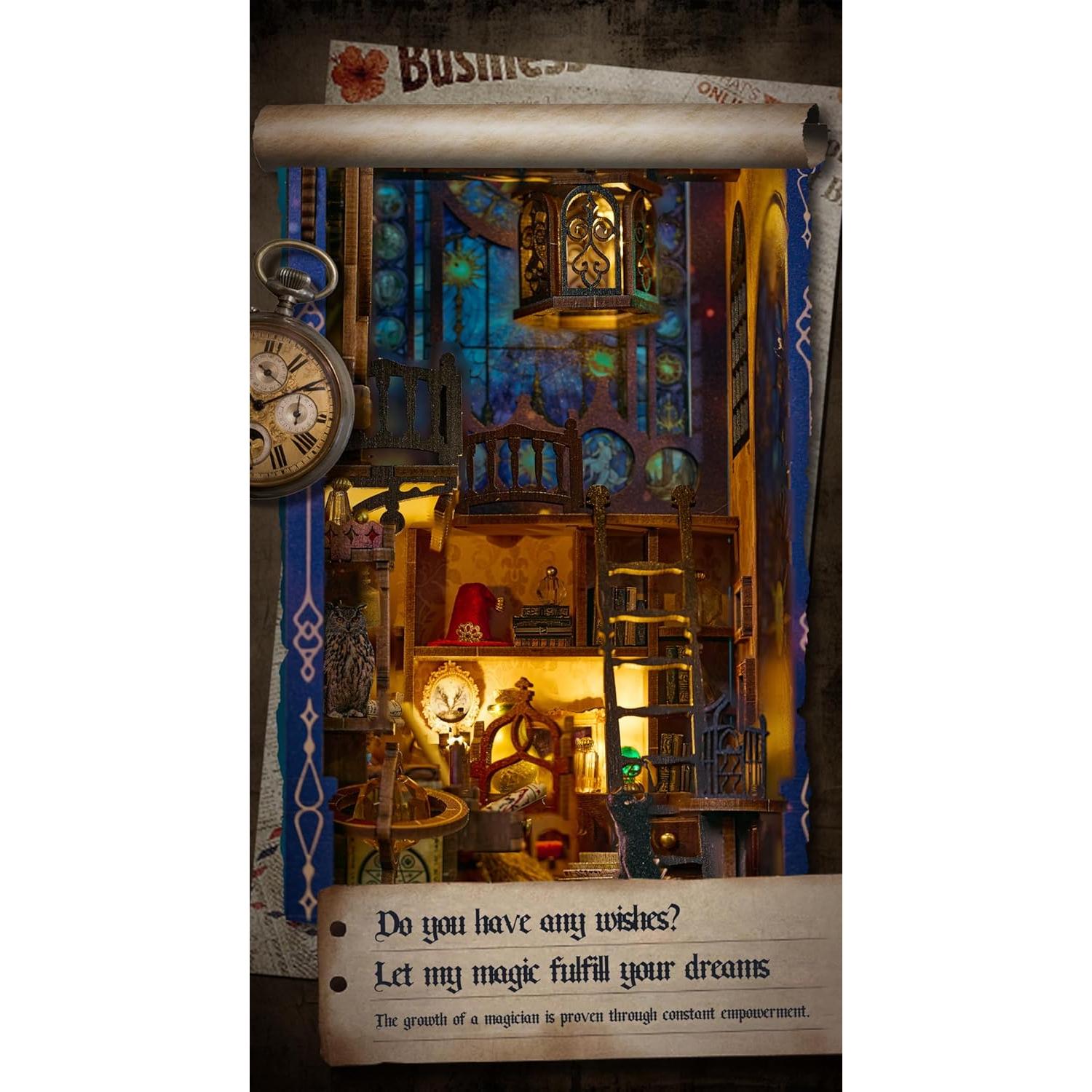 Kit de Rincón de Libros FLYNOVA - Casa Miniatura 3D DIY