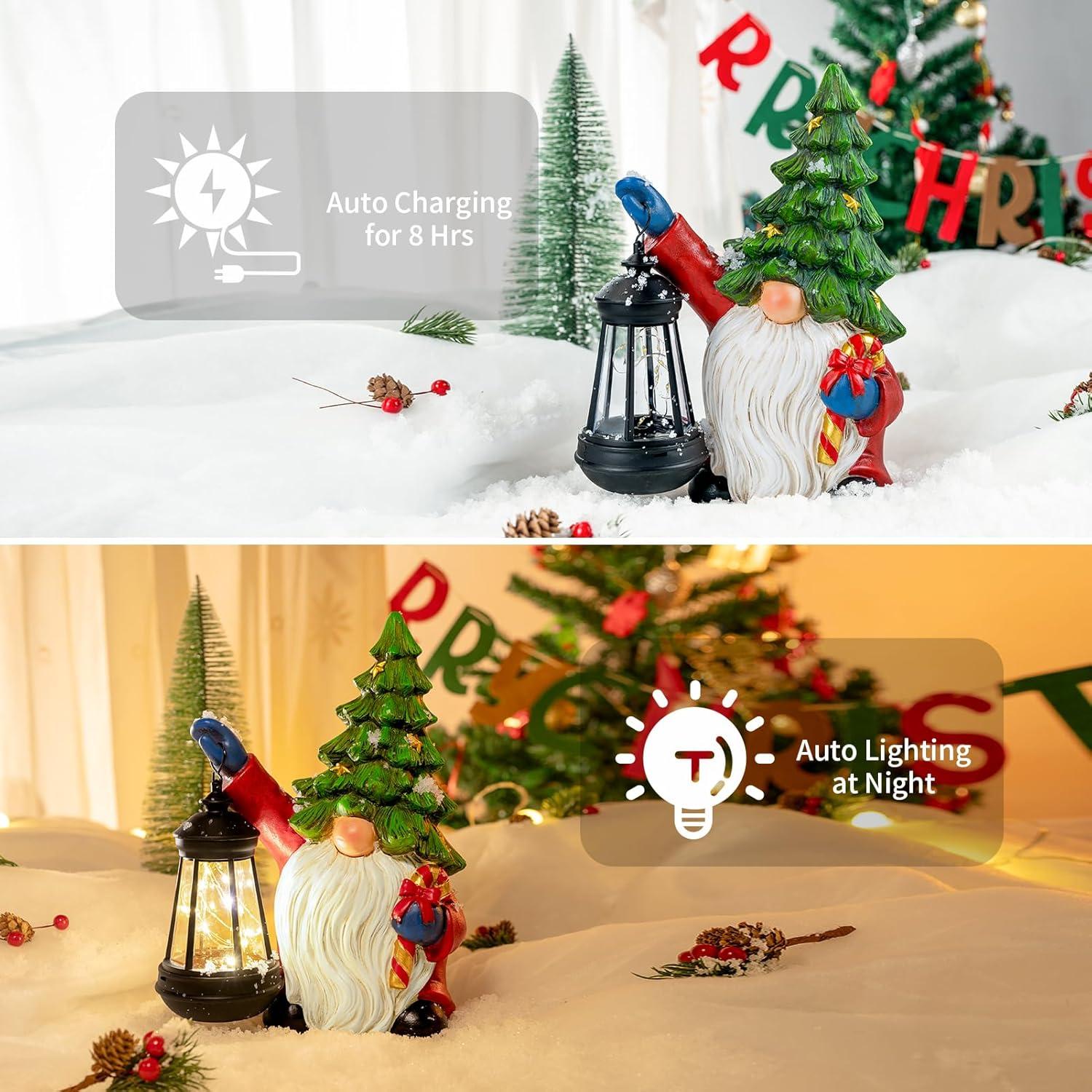 Gnome de Navidad Solar WONDHOME con Linterna LED 25.65 cm