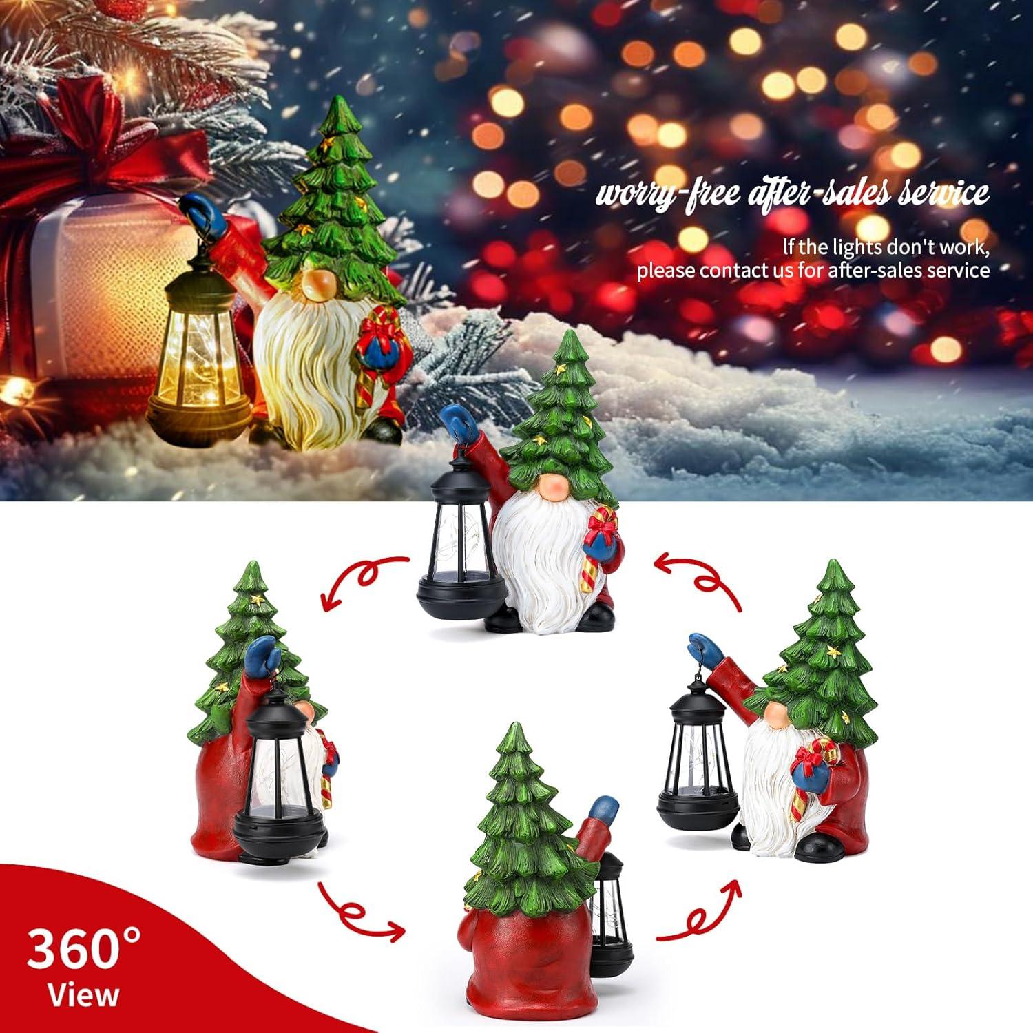 Gnome de Navidad Solar WONDHOME con Linterna LED 25.65 cm