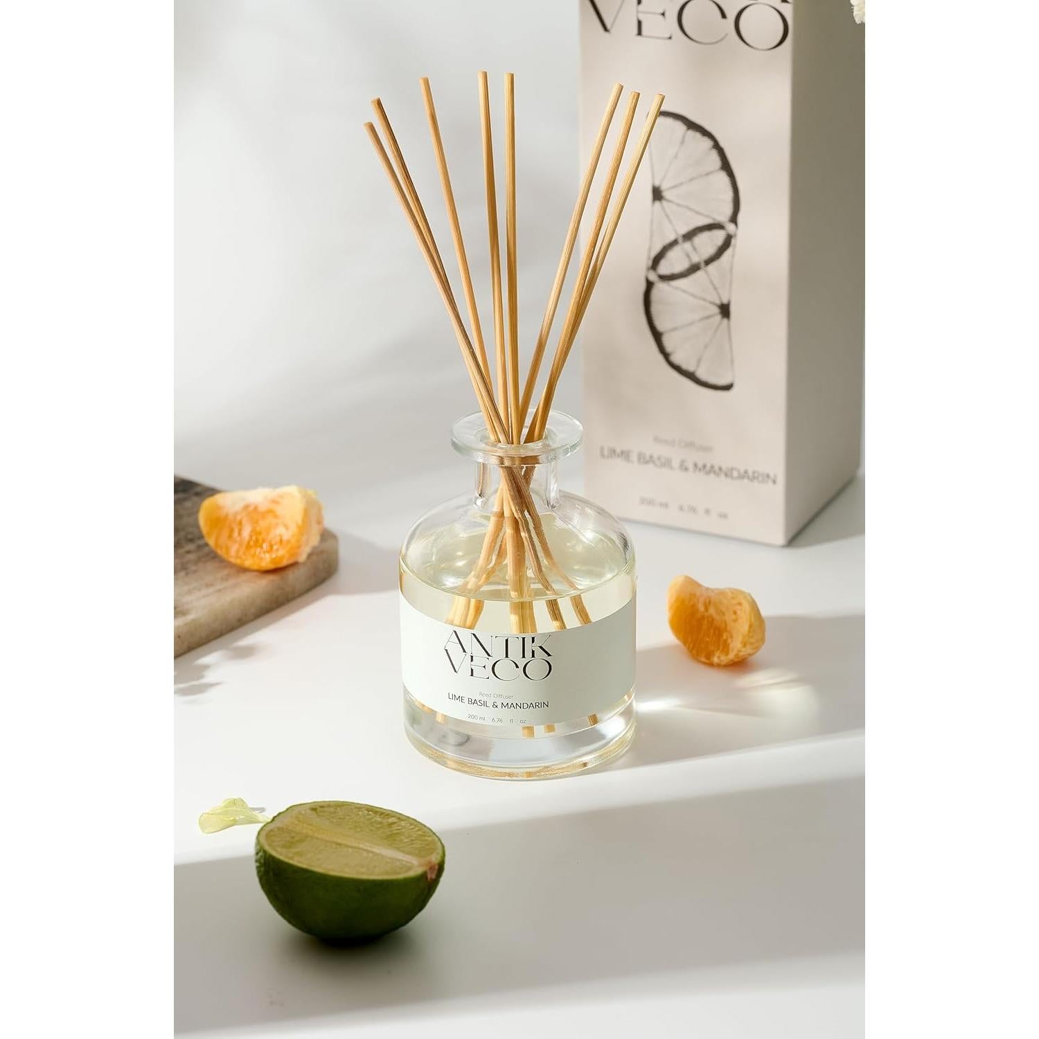 Difusor de caña ANTIKVECO Lima Albahaca y Mandarina 198 ml