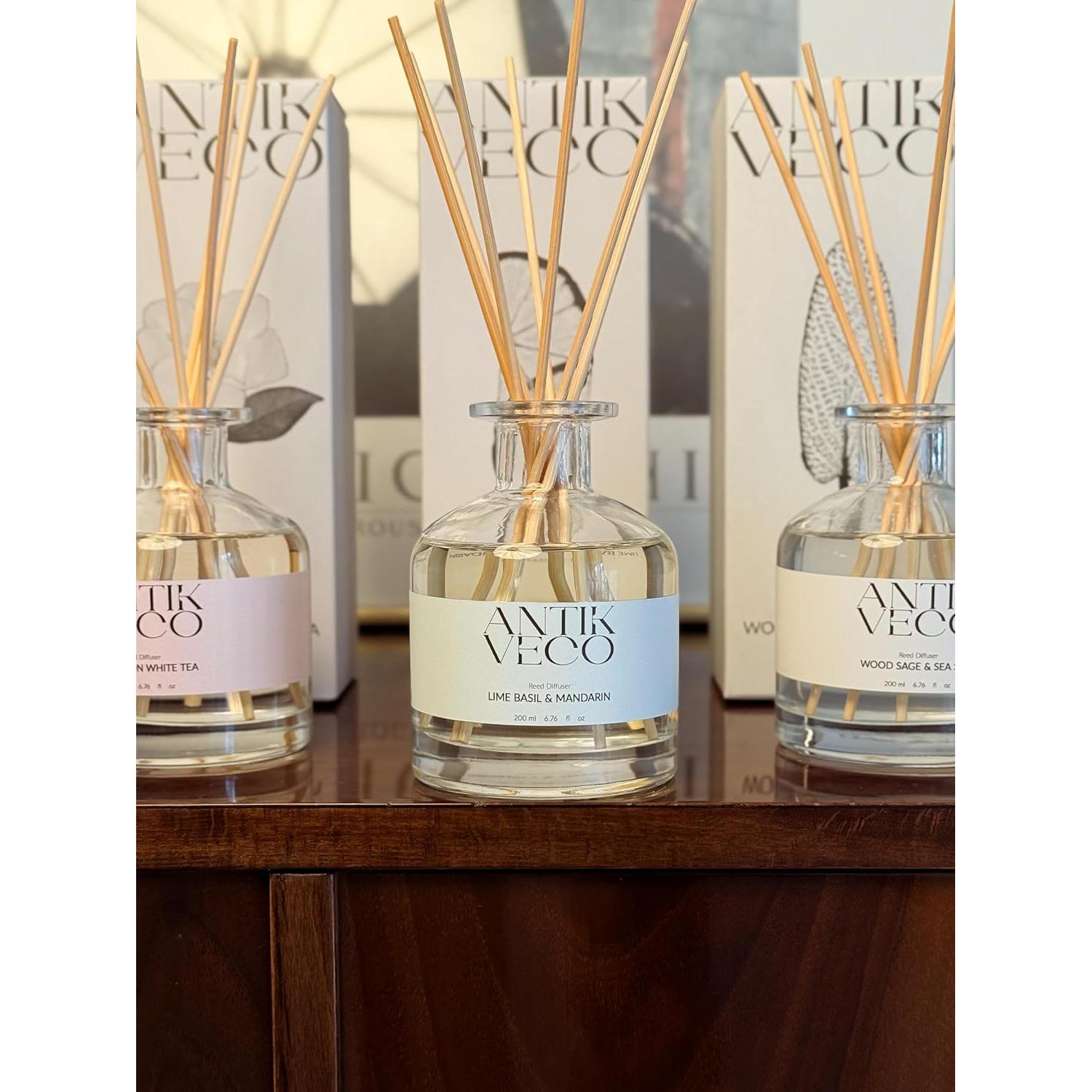 Difusor de caña ANTIKVECO Lima Albahaca y Mandarina 198 ml