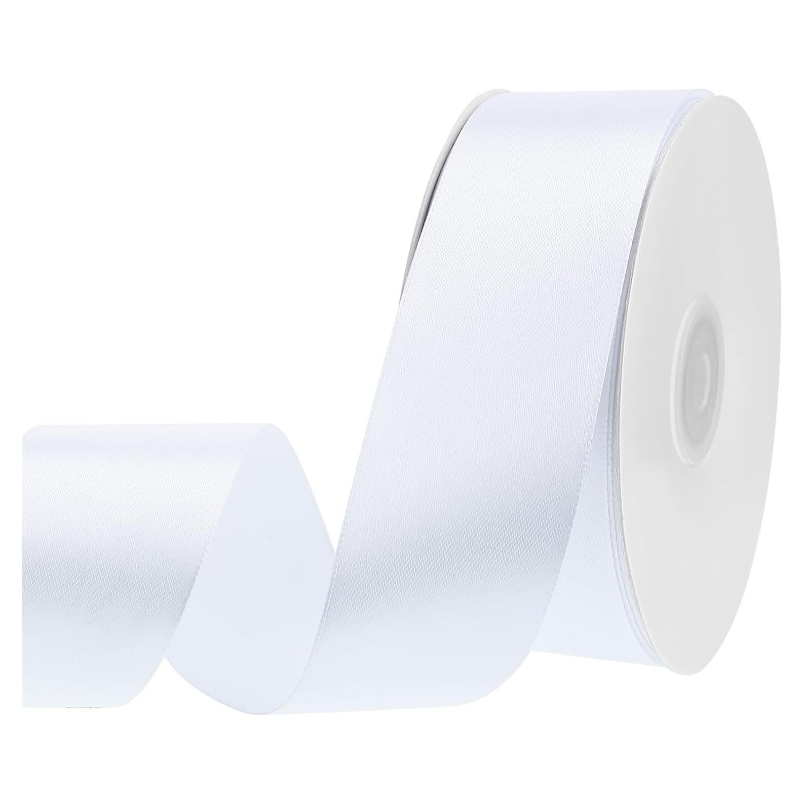 Cinta de Satén Blanca 1.5" x 60 Yards Worric para Decoración