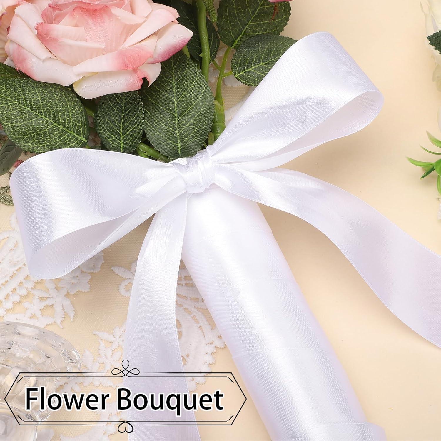 Cinta de Satén Blanca 1.5" x 60 Yards Worric para Decoración