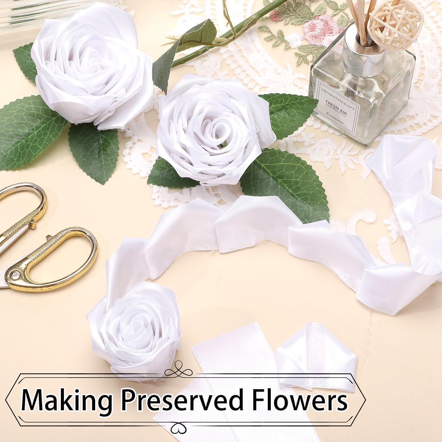 Cinta de Satén Blanca 1.5" x 60 Yards Worric para Decoración