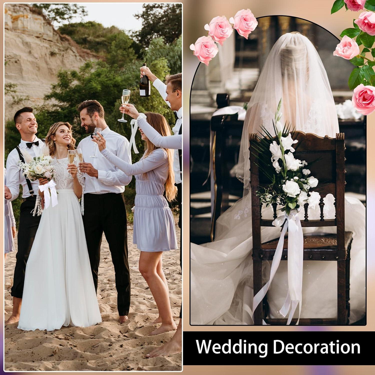 Cinta de Satén Blanca 1.5" x 60 Yards Worric para Decoración