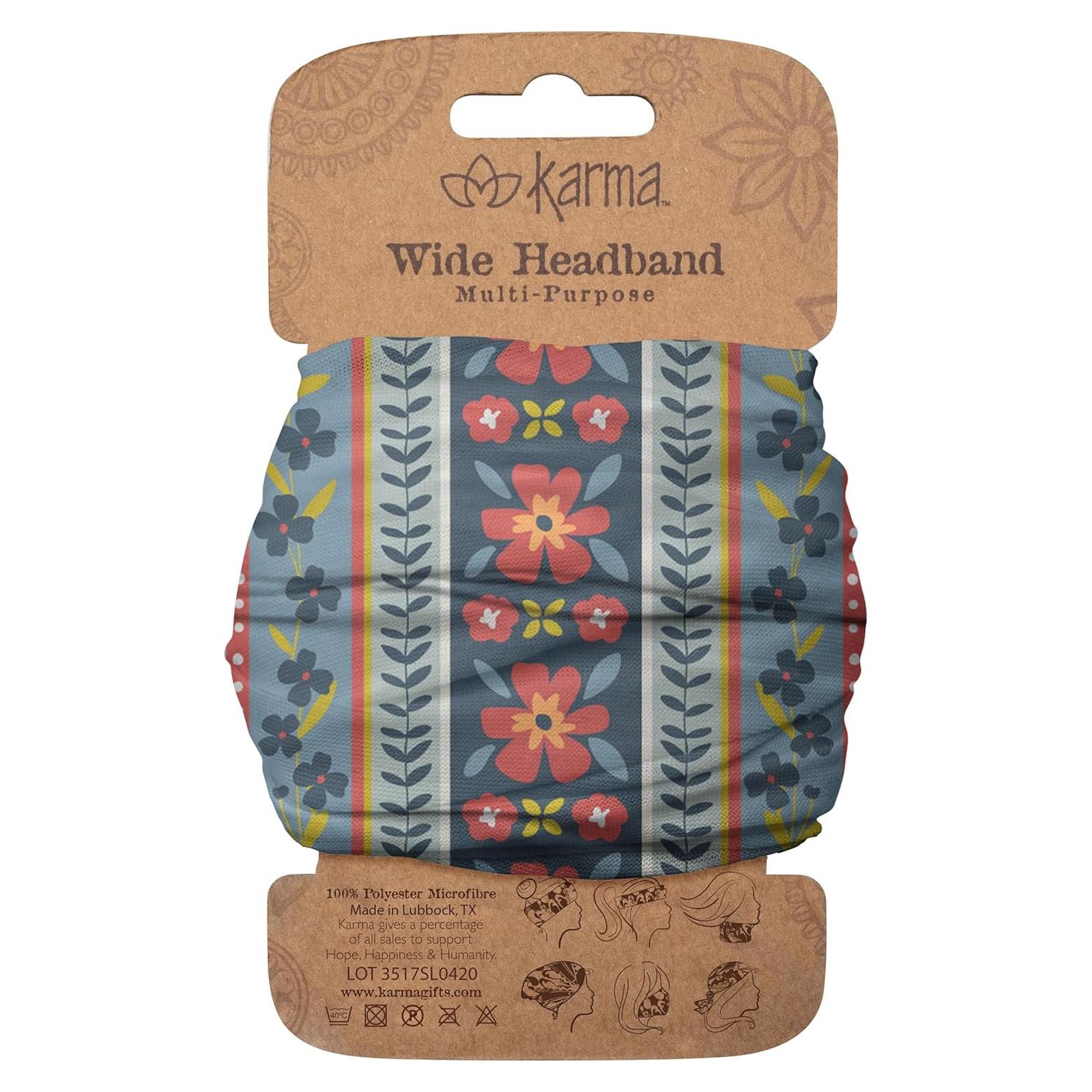 Diadema Floral Karma para Mujeres - Tela Elástica - Azul