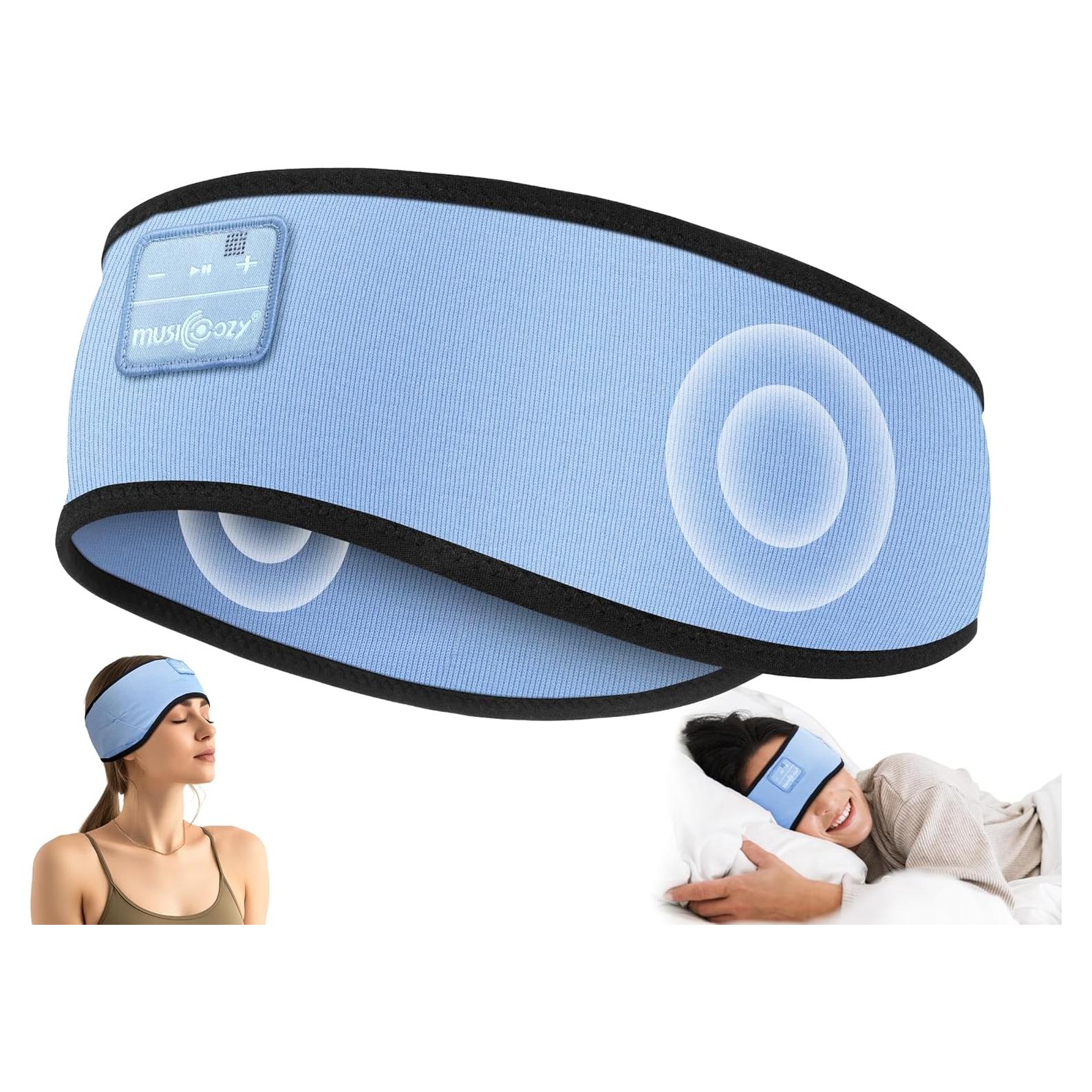 Auriculares Inalámbricos MUSICOZY Banda de Algodón de Bambú Azul