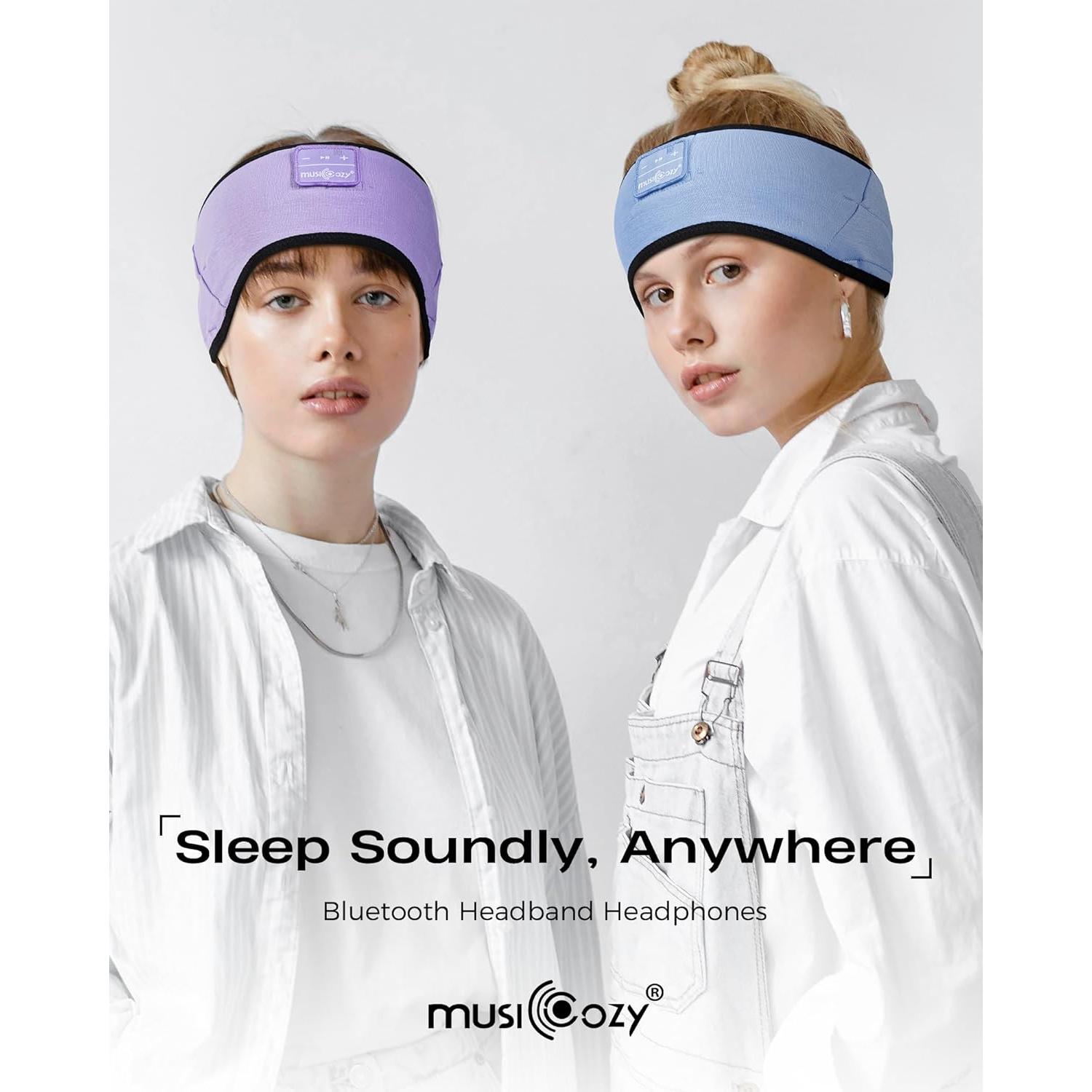 Auriculares Inalámbricos MUSICOZY Banda de Algodón de Bambú Azul