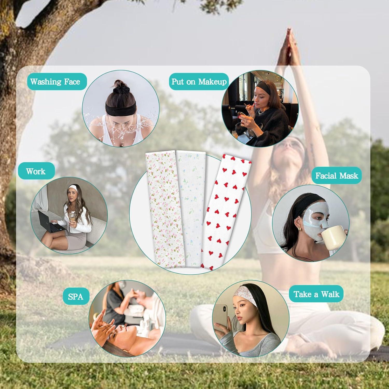 Diademas Antideslizantes para Mujeres Aclovcy - 3 Pcs Floral