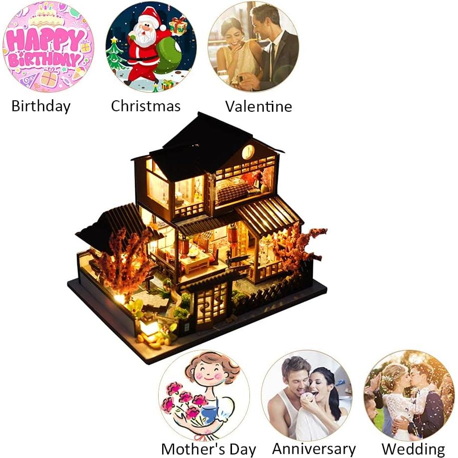 Casa de Muñecas de Madera WonDerfulCDIYHOUSE Villa Japonesa