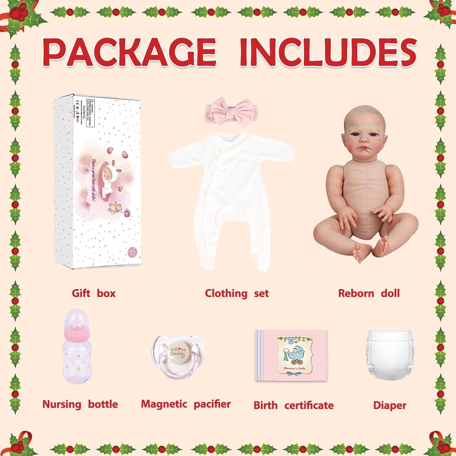 Muñeca Reborn Realista WOOROY 50.8 cm con Accesorios