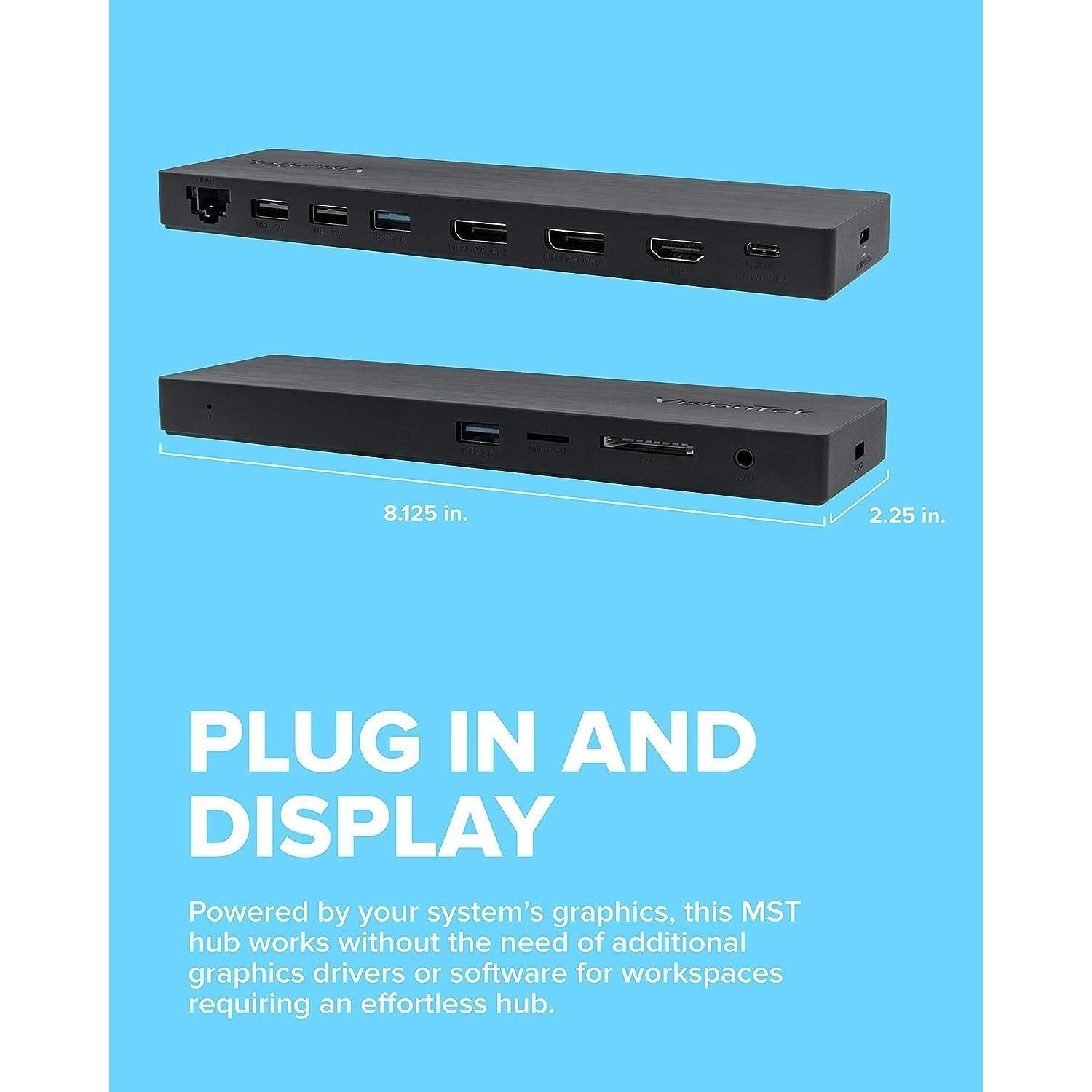 Estación de Acoplamiento VisionTek VT2000 USB-C 3 Monitores