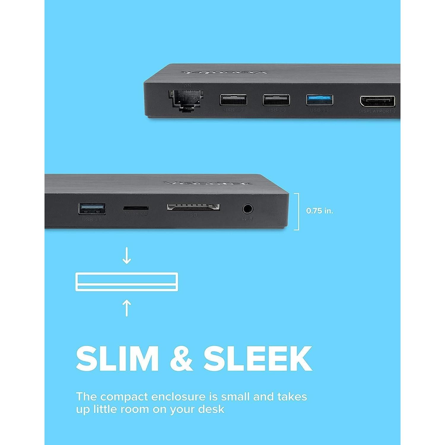 Estación de Acoplamiento VisionTek VT2000 USB-C 3 Monitores