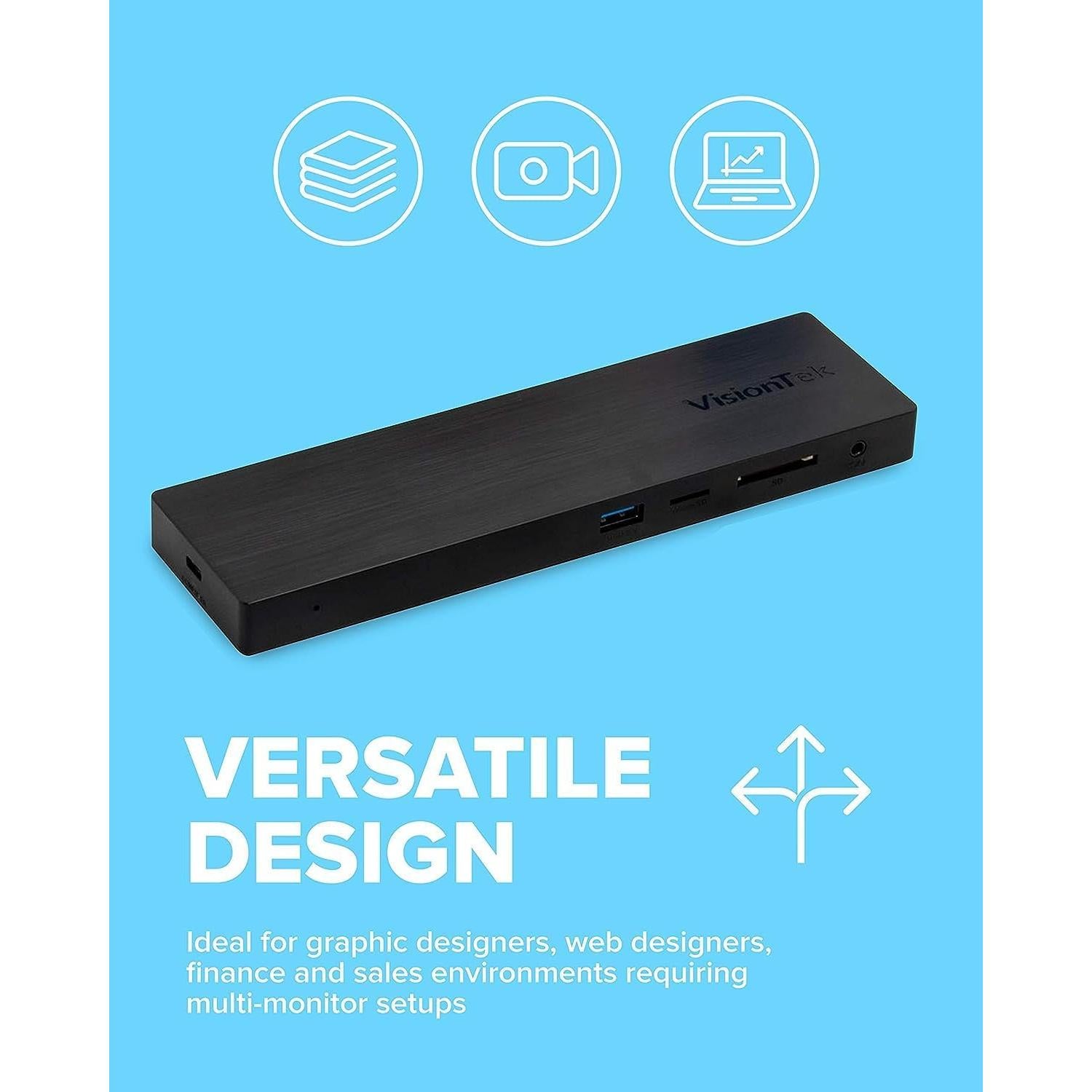 Estación de Acoplamiento VisionTek VT2000 USB-C 3 Monitores